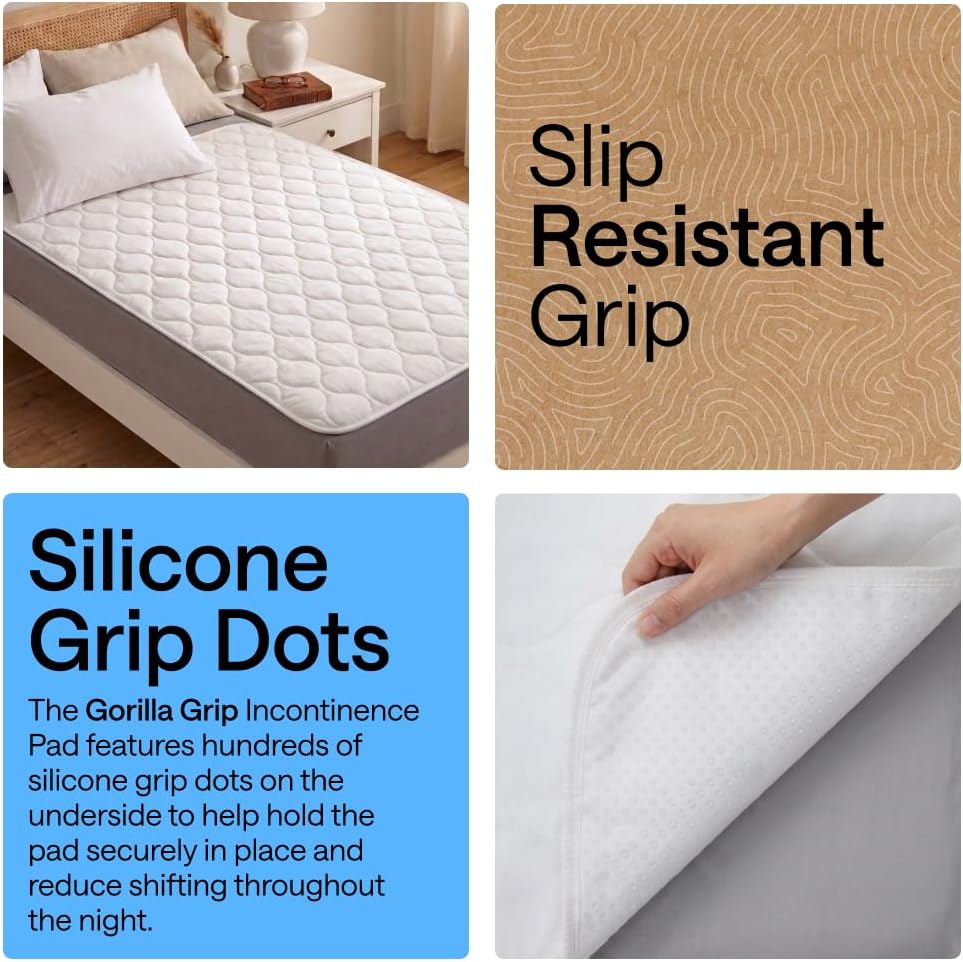 Detalle de GORILLA GRIP 811113032372 Washable Underpad, 52 x 44, White, Slip-Resistant