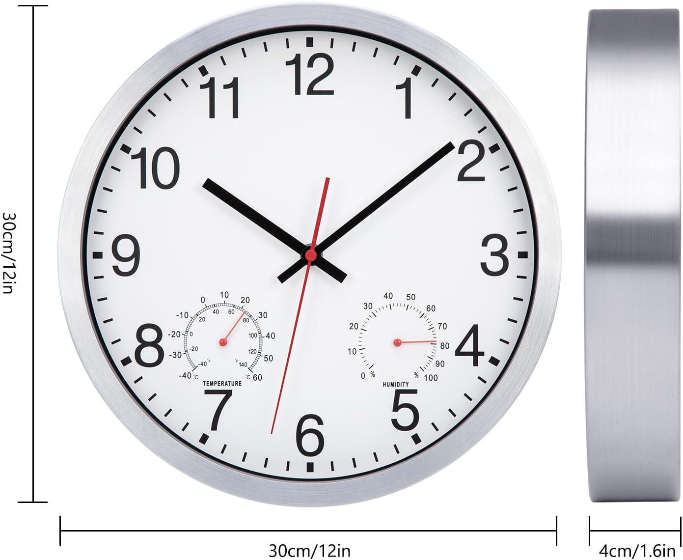 Thumbnail 4 de ACCSHINE Horloge murale étanche väggklocka, 30 cm, termometer och hygrometer