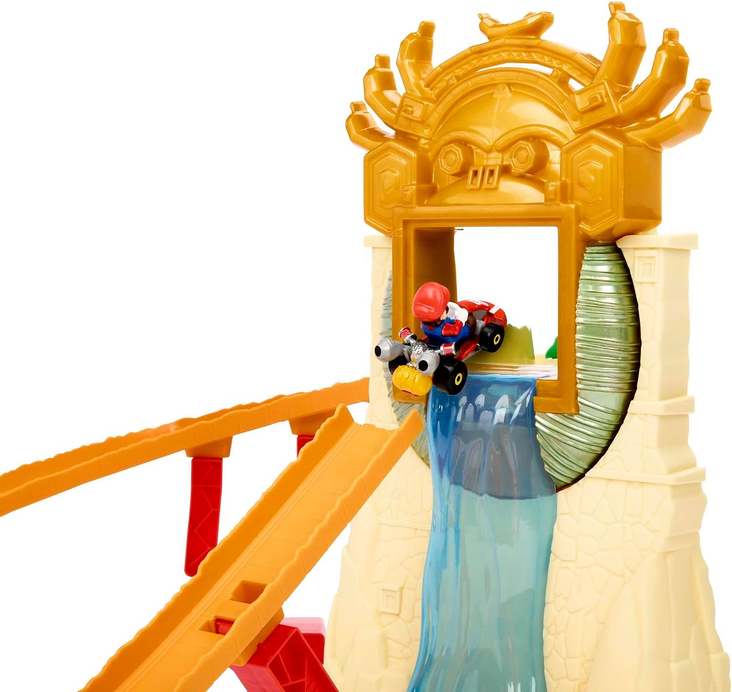 Detalle 1 de Hot Wheels Jungle Kingdom Raceway-lekset HMK49 med Mario-bil i skala 1:64