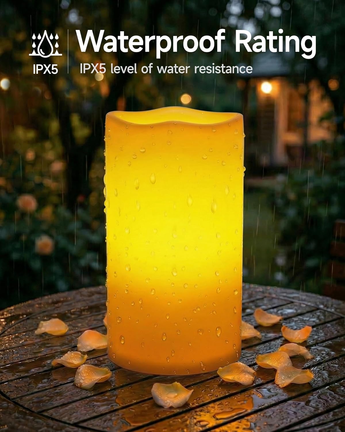 Thumbnail 3 de Homemory Große Outdoor-Flammenlose Kerze 15,2 × 30,5 cm – wasserdicht, Timer 6 h, batteriebetrieben