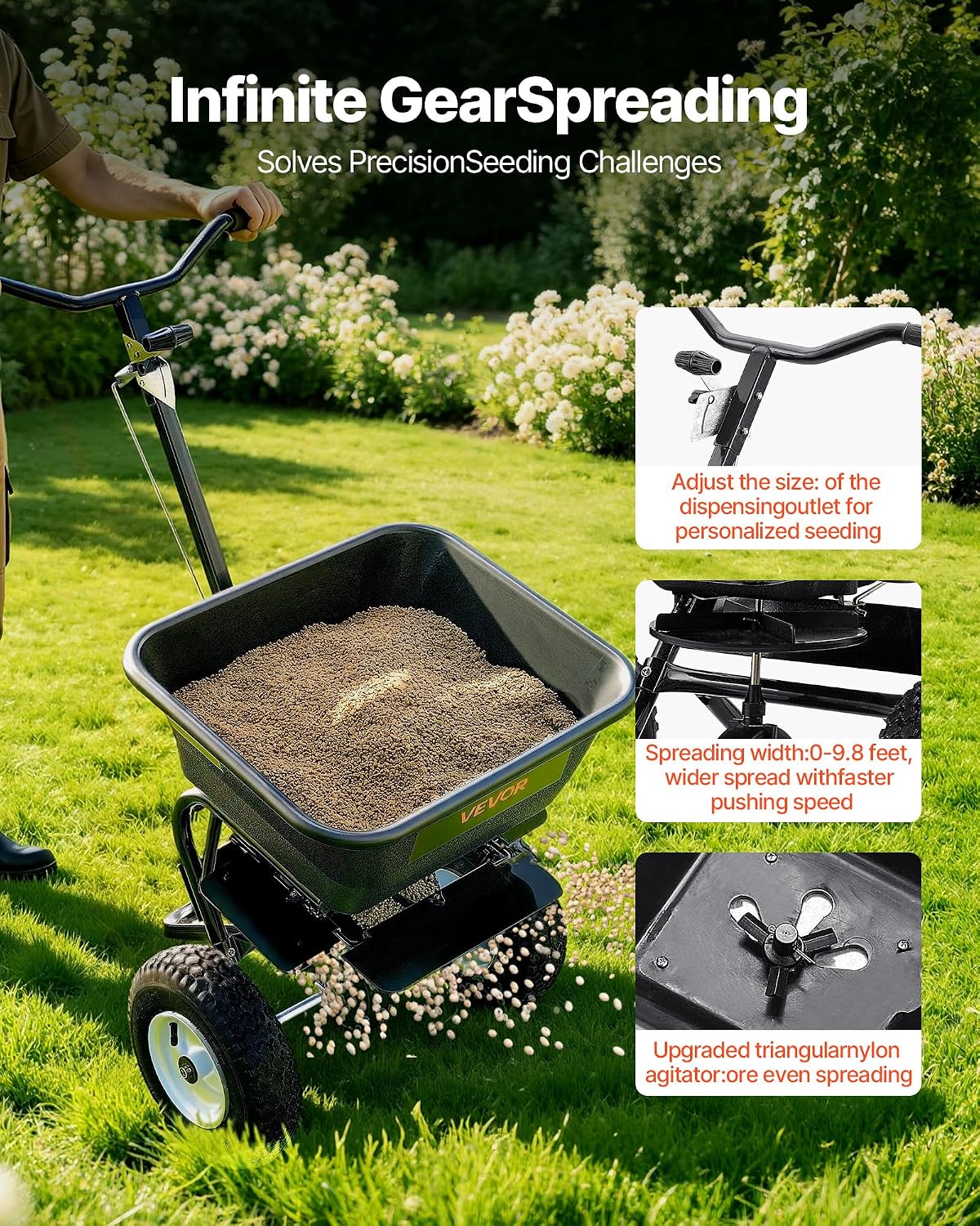 Detalle de VEVOR Broadcast Spreader 100 lb Capacity