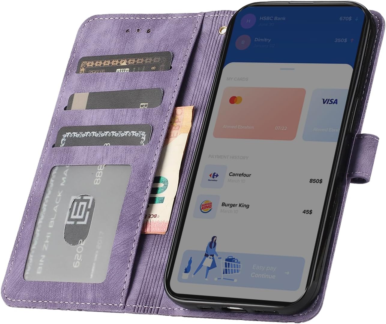 Detalle de CXTcase Handyhülle für Xiaomi Redmi Note 14 Pro 5G / Pro+ 5G – Flip Case aus PU Leder, Lila