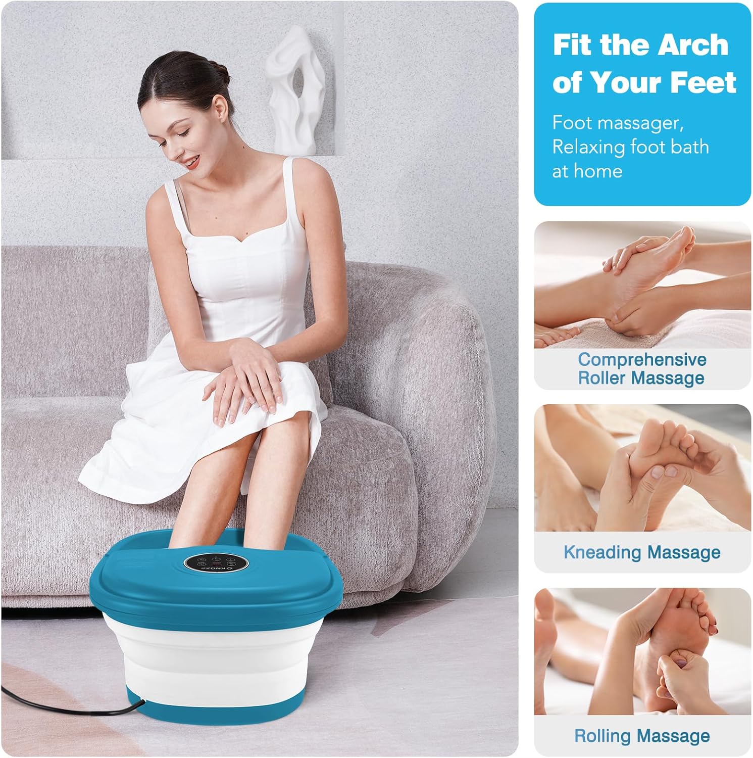 Detalle de KNQZE Collapsible Foot Spa with Heat, Remote Control, and Massage Features