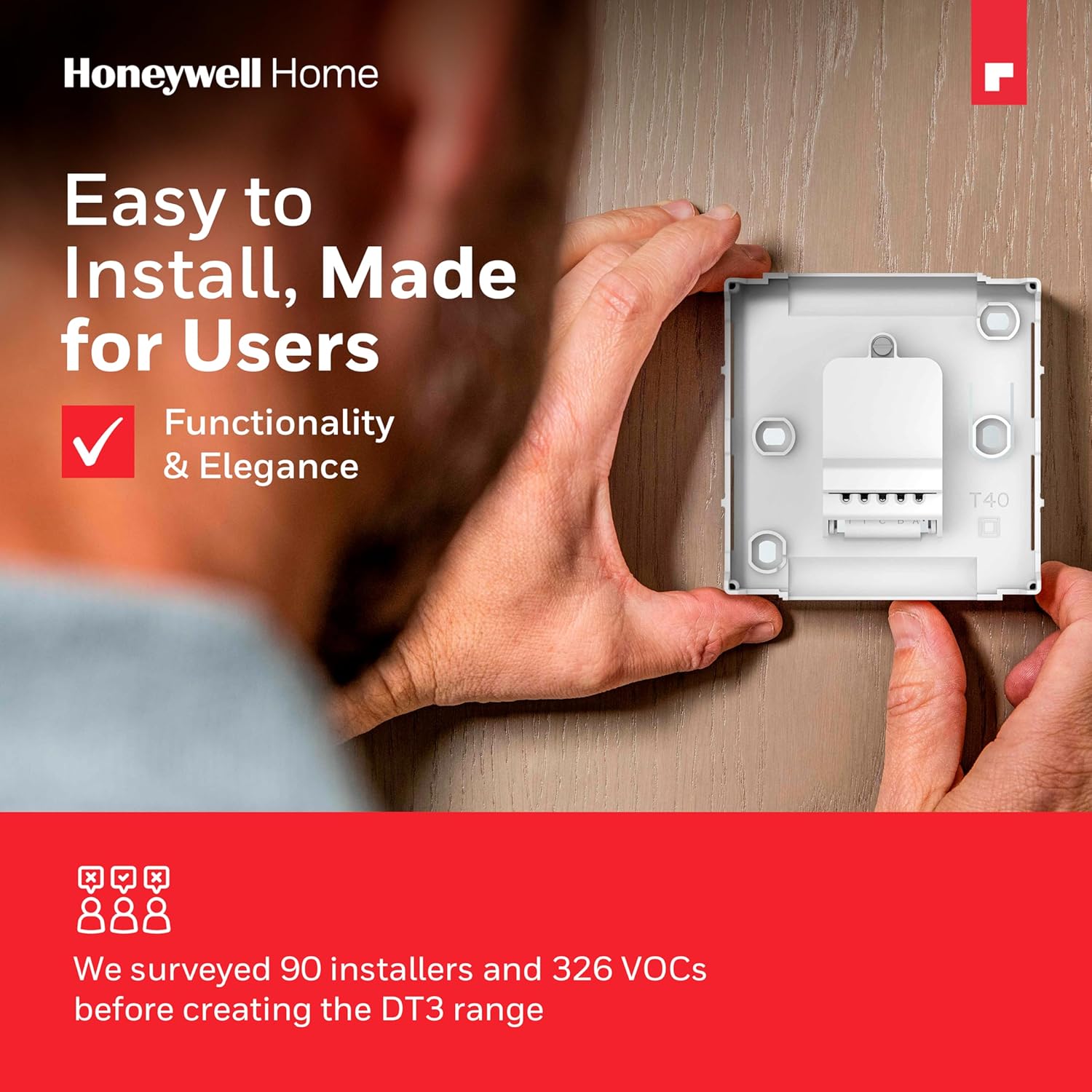 Thumbnail 1 de Thermostat d'ambiance Honeywell Home — affichage LED facile à lire, filaire, noir