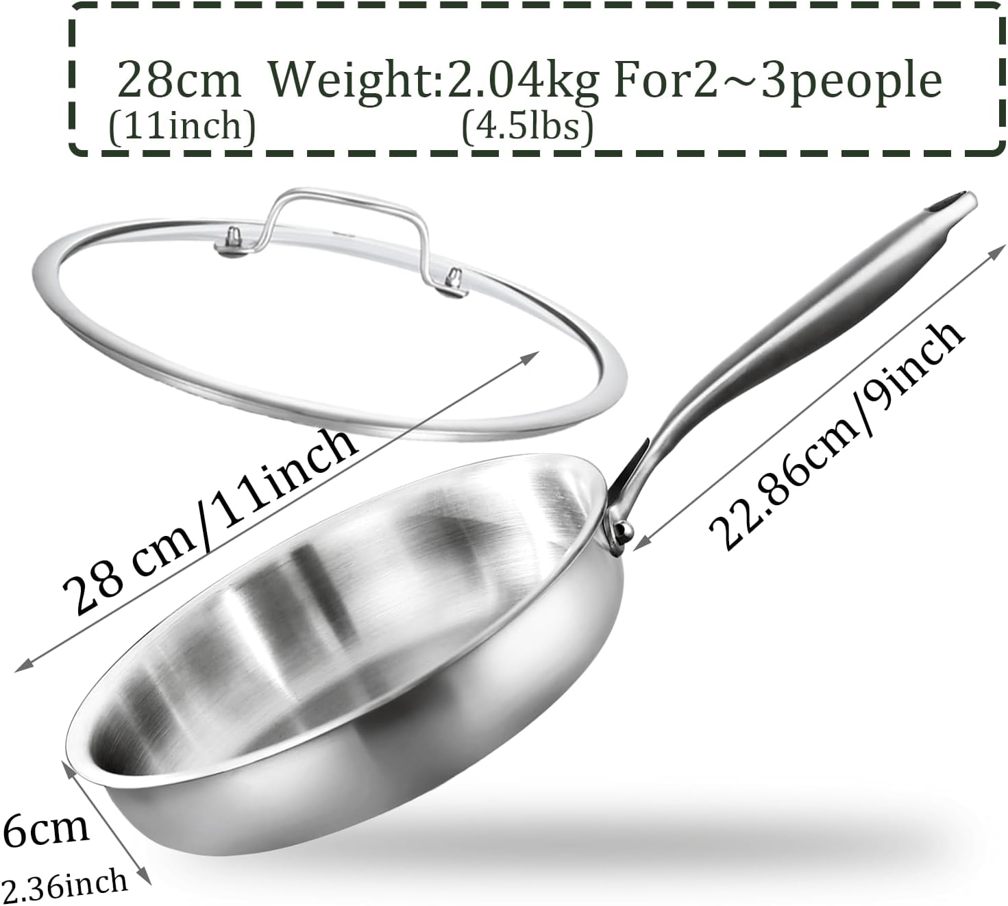 Thumbnail 5 de DELARLOCHEF Edelstahlpfanne 28 cm mit Deckel