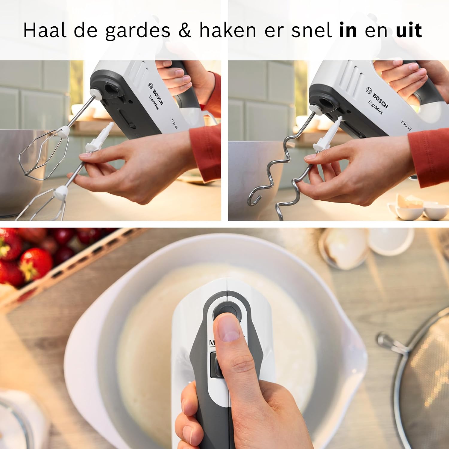 Thumbnail 5 de Bosch ErgoMixx MFQ37470 handmixer 750 W met 5 snelheden en accessoires