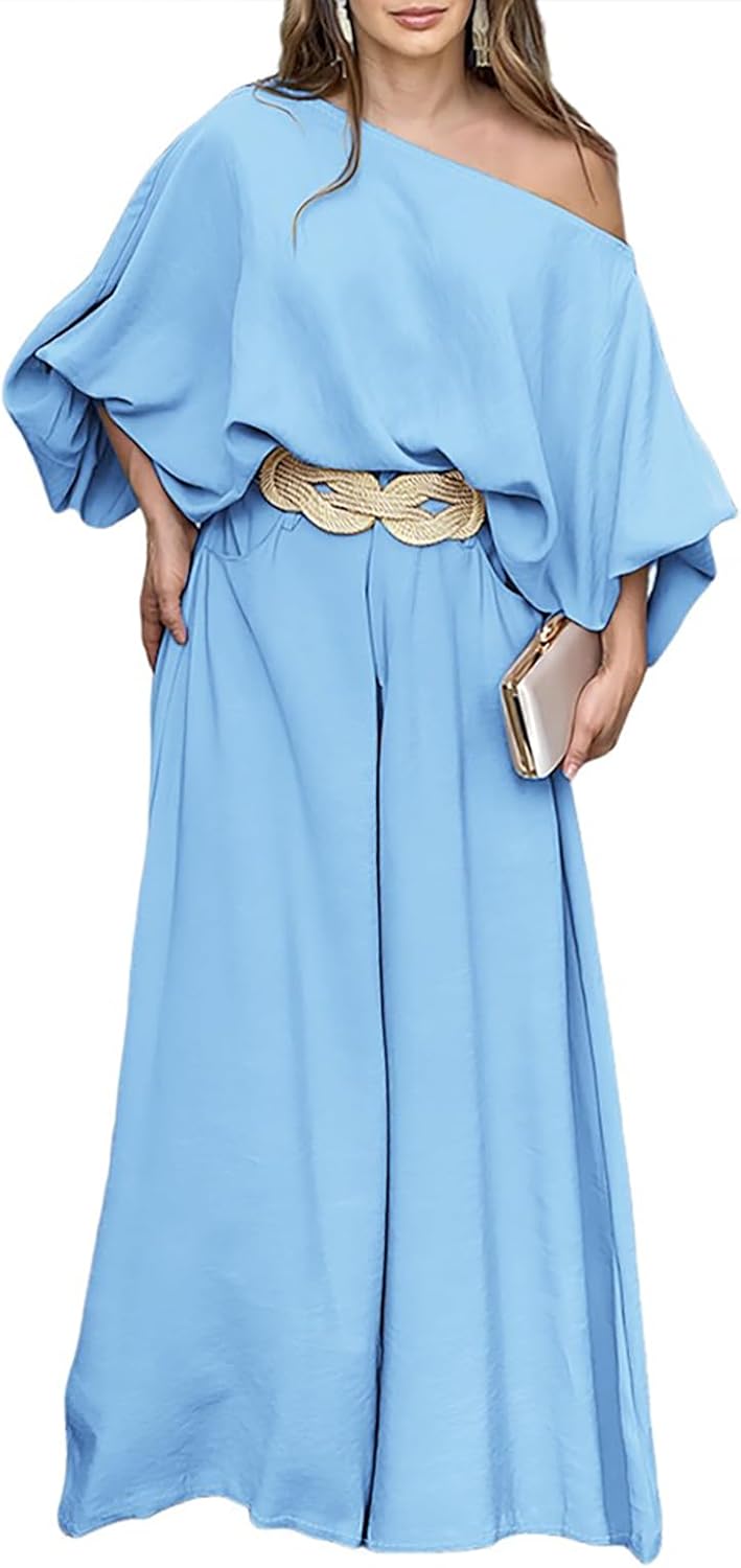 Thumbnail 6 de CHICME Women’s Summer Off-Shoulder Top and Wide-Leg Pants 2-Piece Set for Vacation & Travel