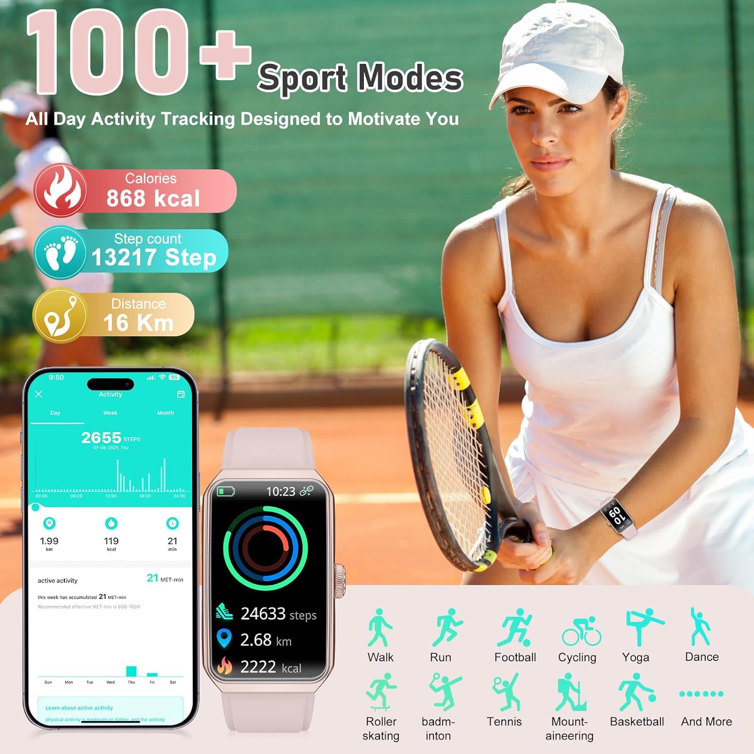 Thumbnail 3 de Zeacool Fitness Tracker 1.45in HD