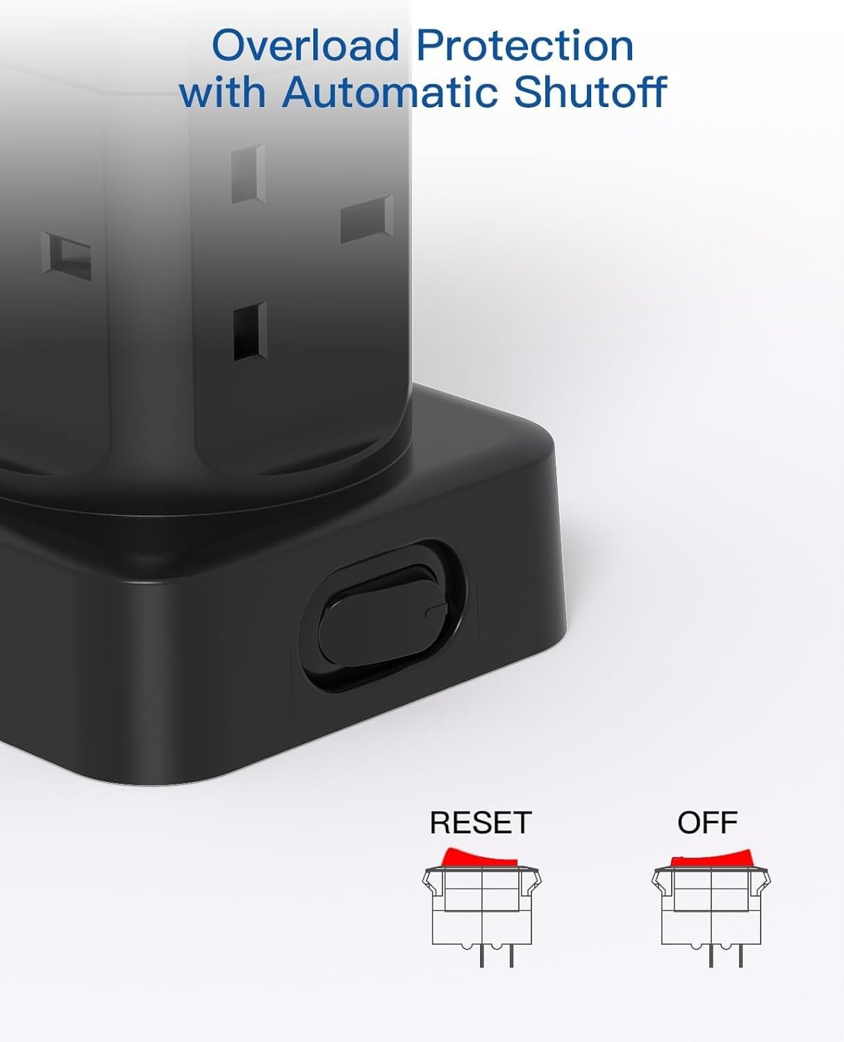 Thumbnail 6 de 3M Tower Extension Lead with USB Slots (8-Way) - 13A 3250W with Built-in USB-C & USB-A Ports