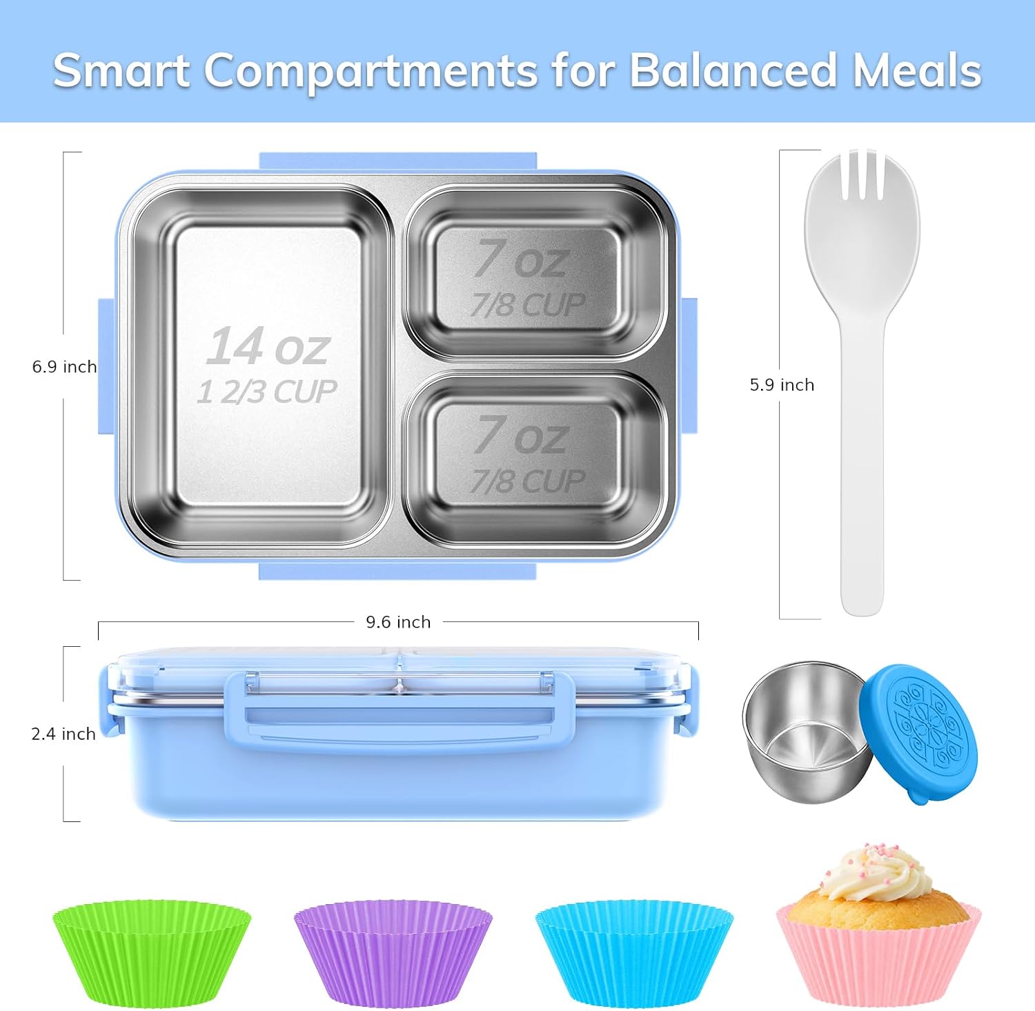 Detalle de KHOXU Stainless Steel Lunch Box 28 oz