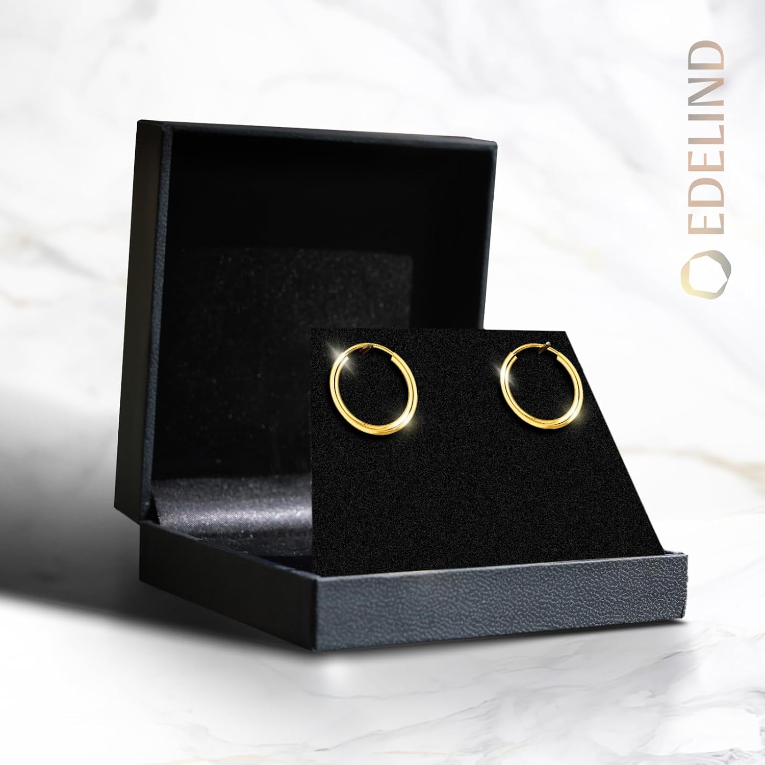 Thumbnail 6 de EDELIND Boucles d'Oreilles Élégantes Or Jaune 14K – Créoles Or Ø15 mm, Largeur 2 mm