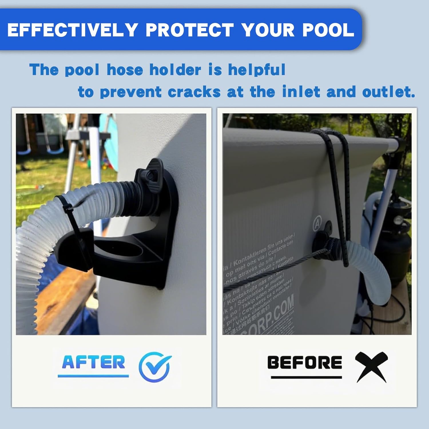 Detalle de 2er Set Pool-Schlauchhalterung 26–38 mm, Schwarz – kompatibel mit Intex/Bestway
