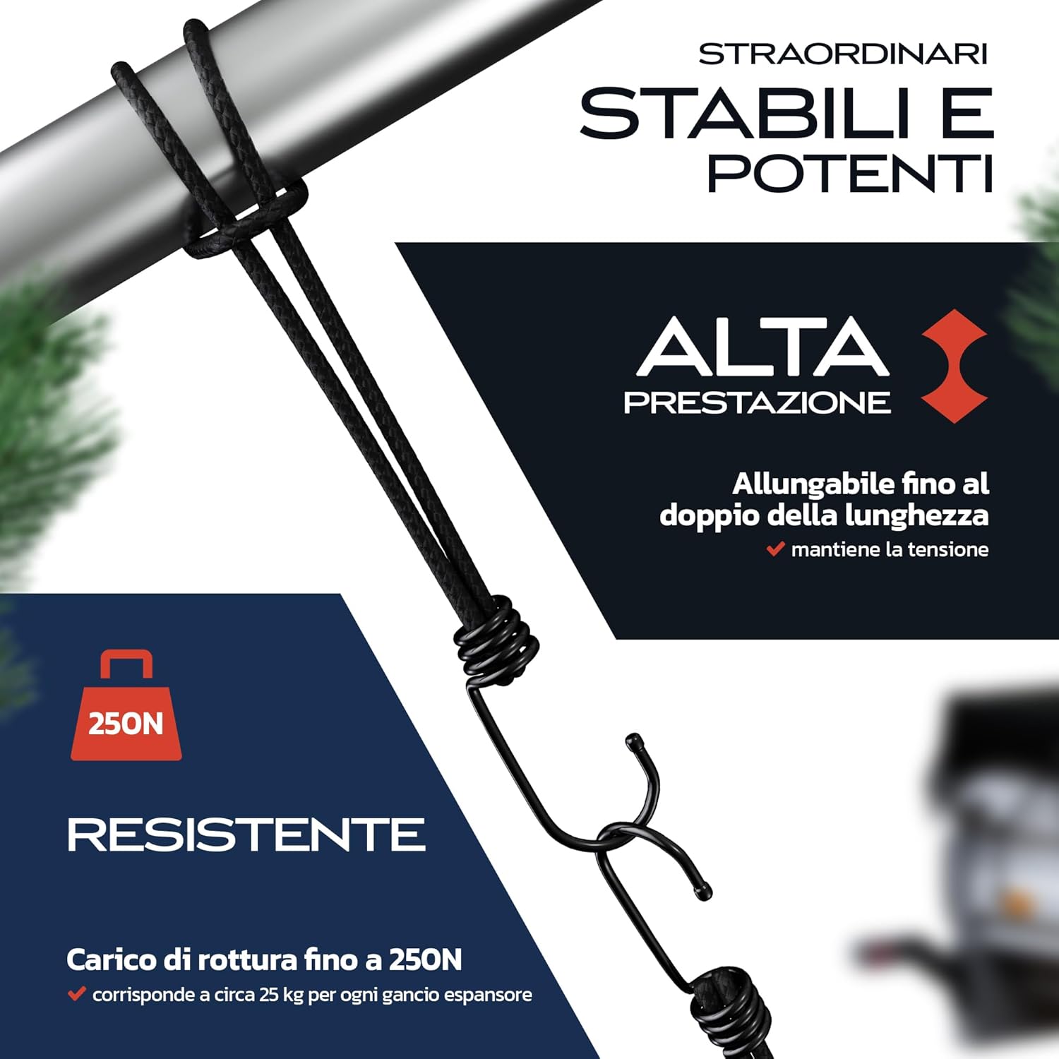 Thumbnail 4 de TRIBURG espansore con ganci da 13 cm, set da 25 pezzi con elastico ad alta resistenza per teloni e carichi