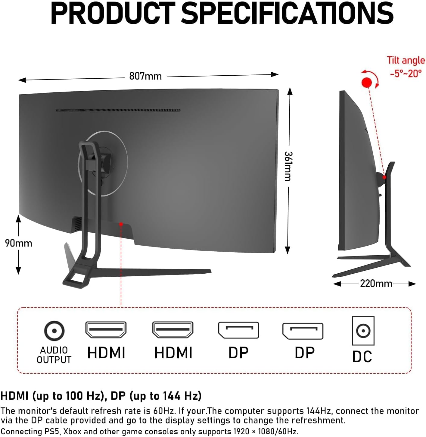Thumbnail 6 de Gawfolk 34 Inch Ultrawide Curved Monitor 144Hz