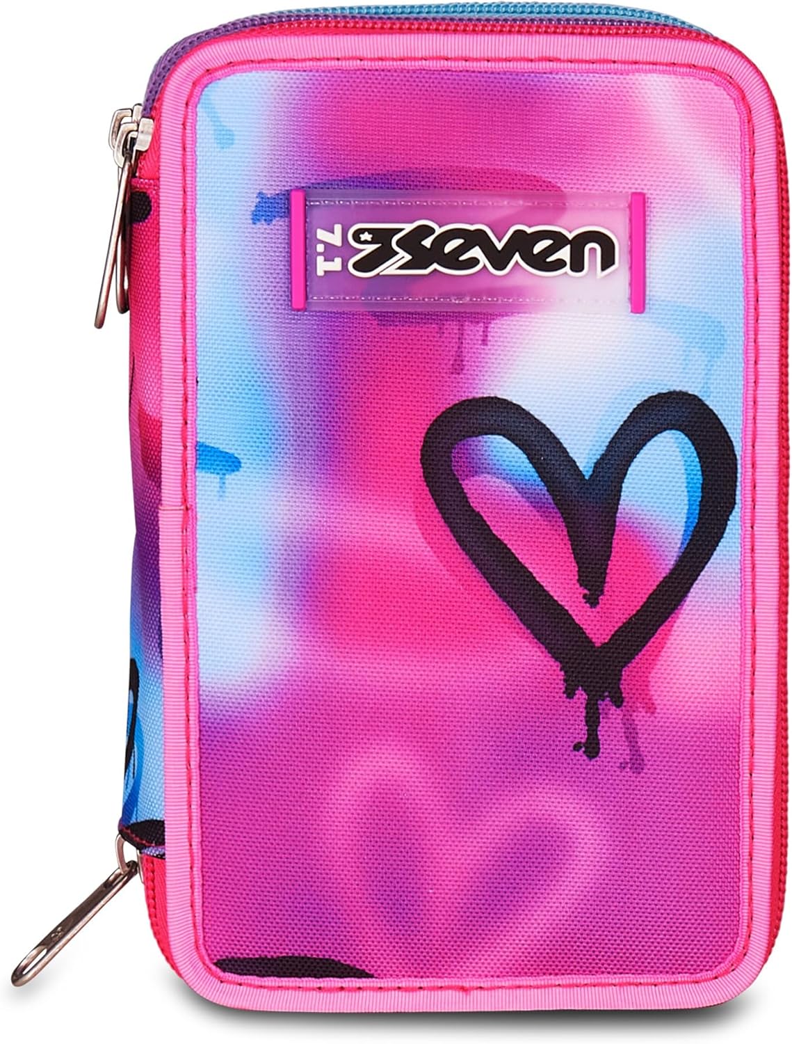 Thumbnail 5 de Seven Sprint Paint Girl – Trousse Porte-Stylo triple compartiments avec 45 pièces (Fuchsia/Bleu clair) pour l'école primaire