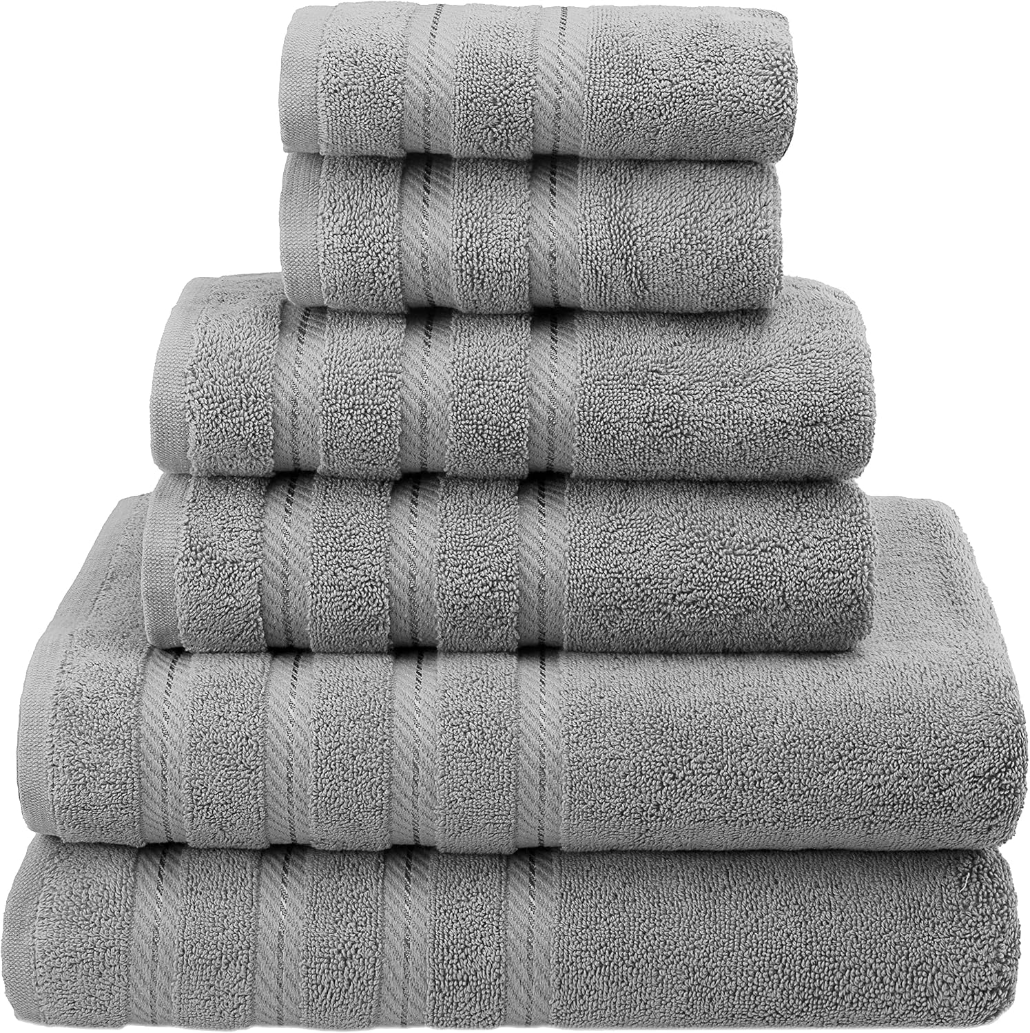 Detalle de American Soft Linen – jasnoszary zestaw 6 ręczników z tureckiej bawełny