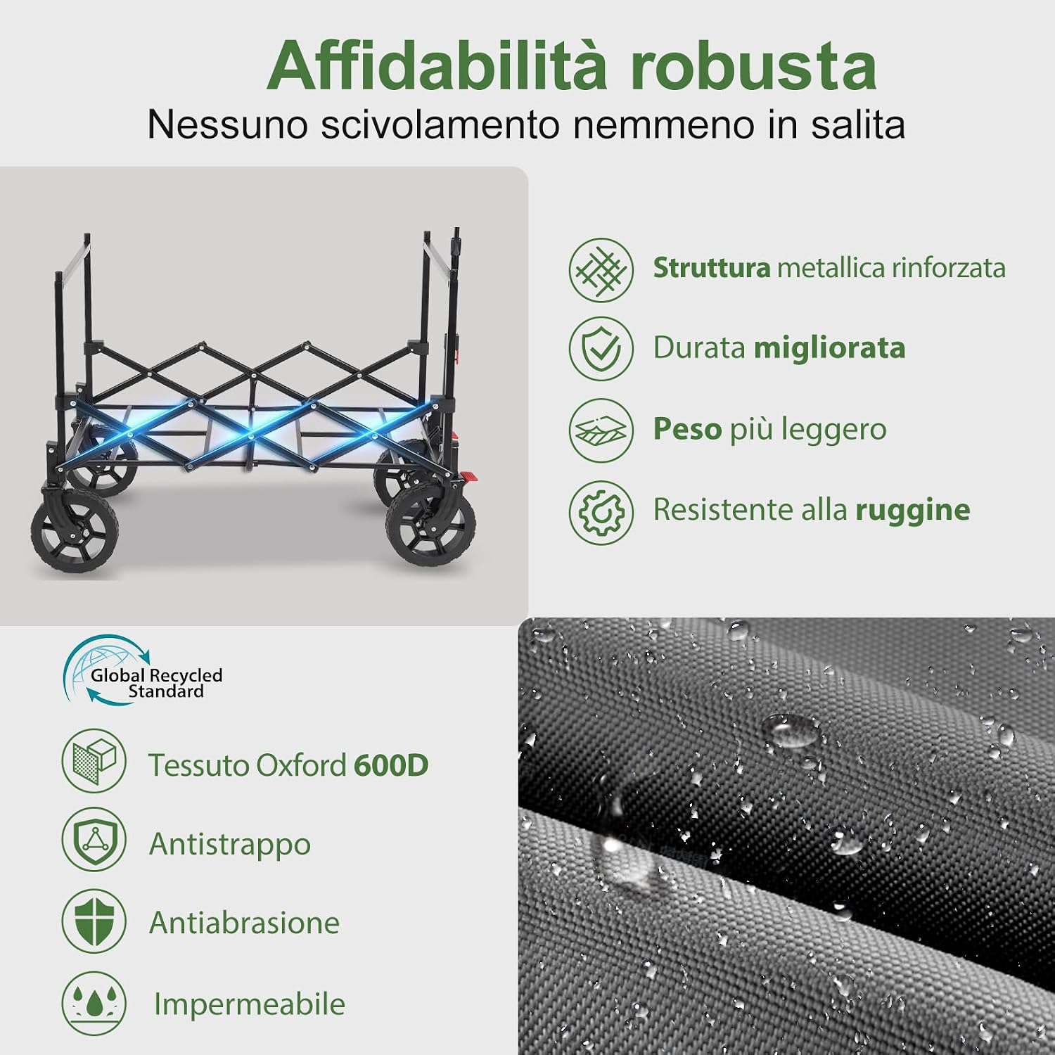 Thumbnail 3 de Sekey XXL Carrello Spiaggia con Tetto rimovibile 150L, 150 kg e freni (grigio)