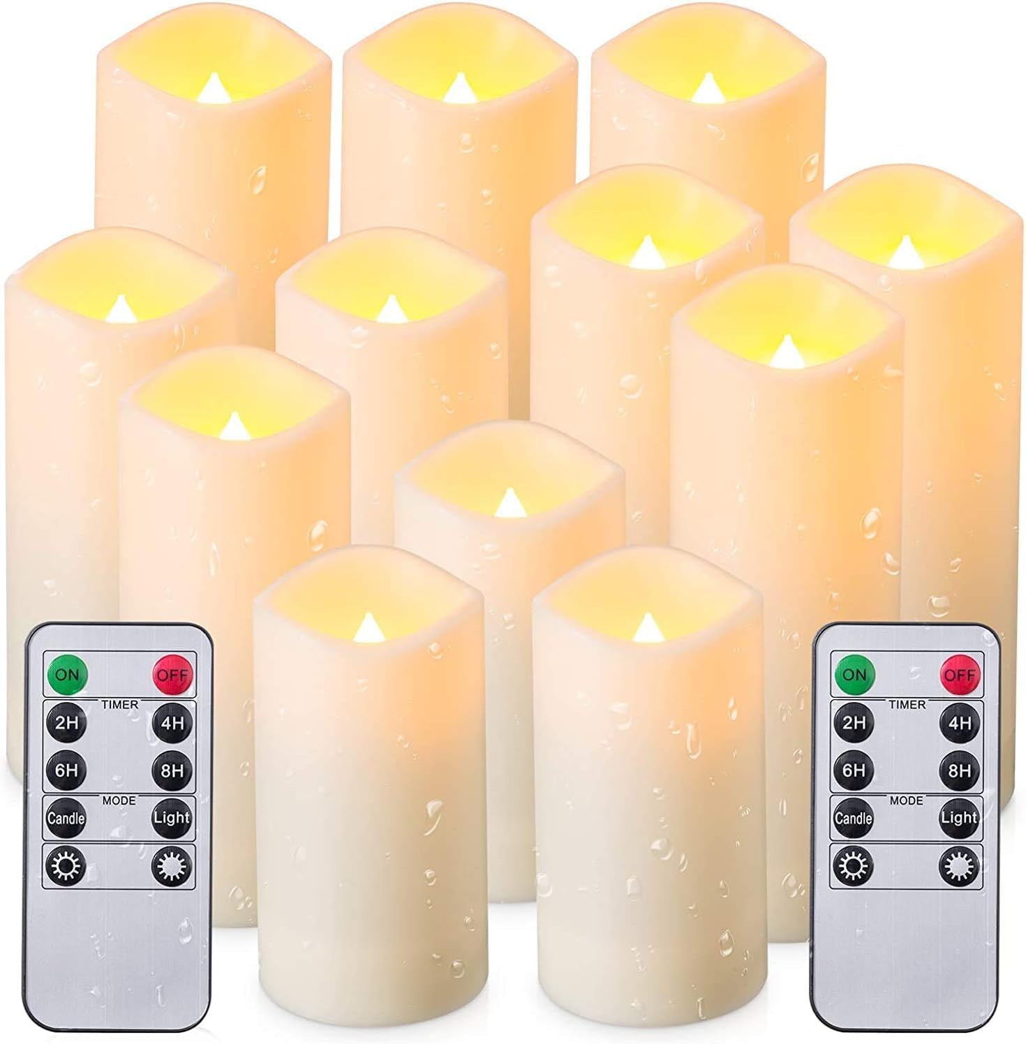 Detalle de TLNFHRPI Set of 12 Flameless LED Candles with Remote Timer, Ivory