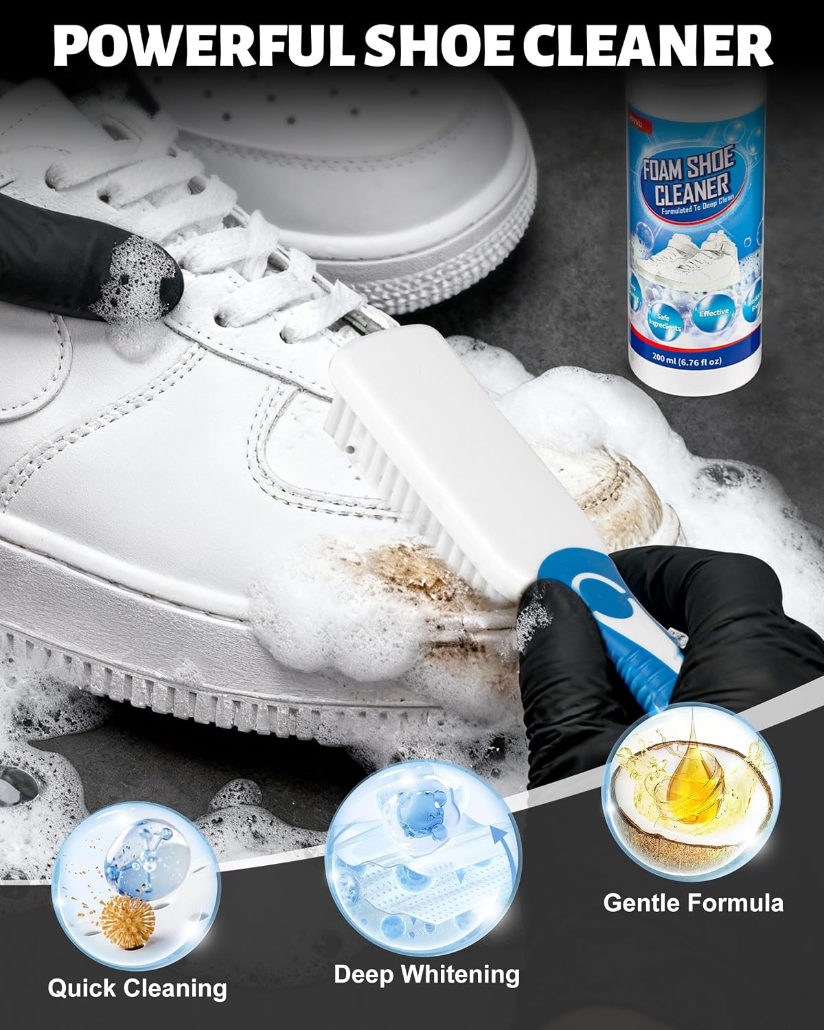 Detalle 2 de Jevvu Shoe Cleaner: 2-in-1 Cleaning Foam and Protective Spray Kit