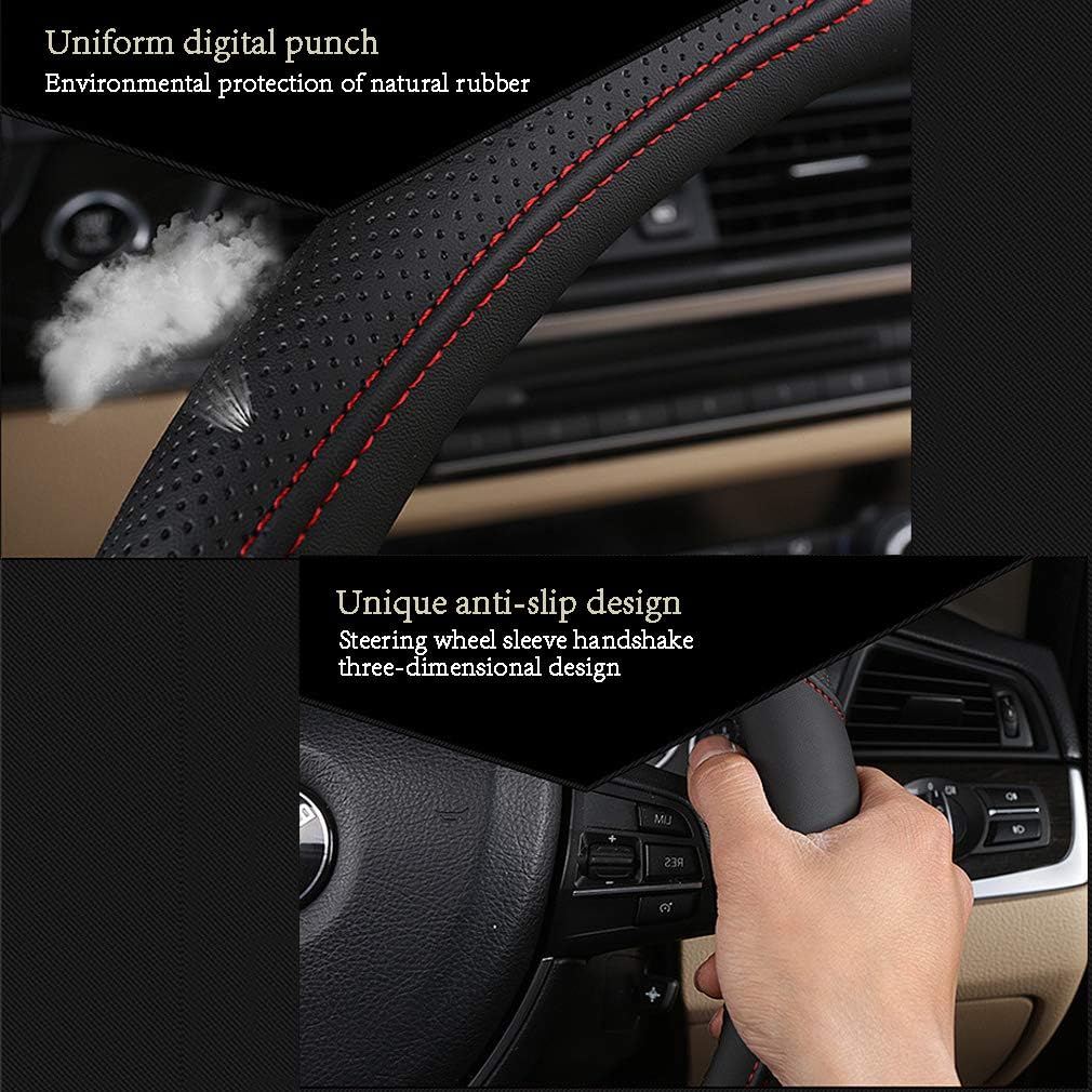 Detalle de Pahajim Steering Wheel Covers Soft Microfiber Leather Look Wheel Sleeve (15 inch) – Black Blue Line