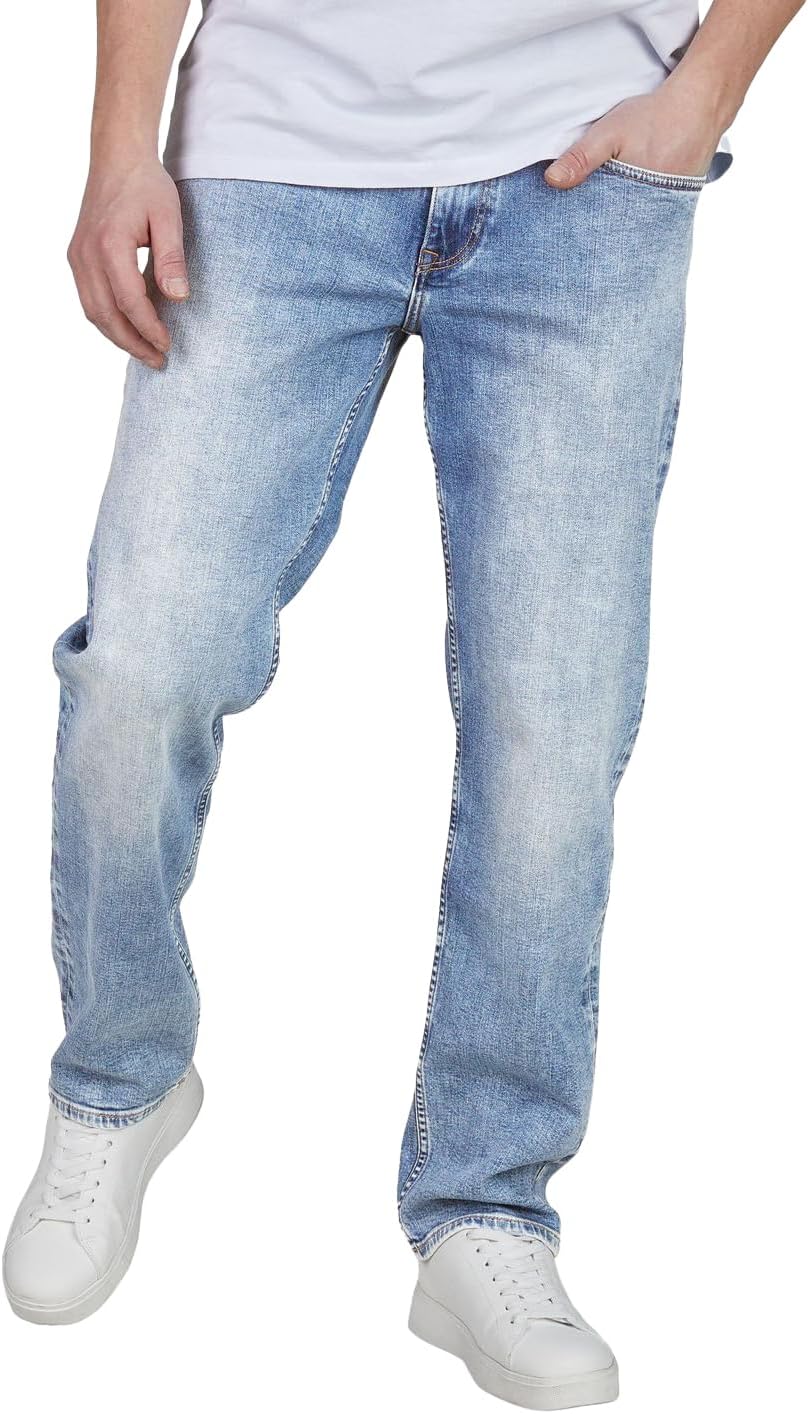 Detalle 2 de Cross Jeans Herren Antonio Jeanshose im Stretch Comfort/Relaxed Fit (Denim Blau/Schwarz)