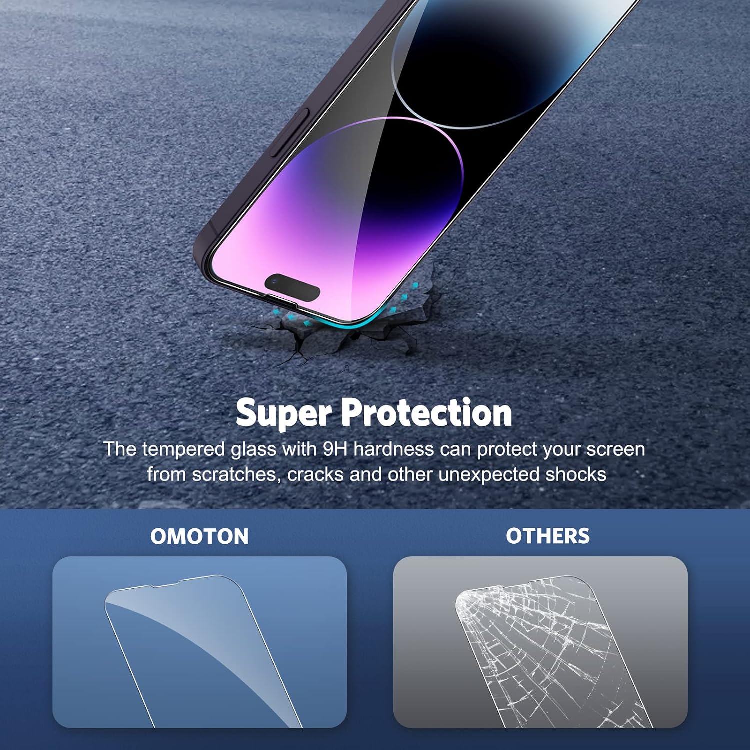 Thumbnail 6 de OMOTON Panzer Schutz Glas fürs iPhone 14 Pro