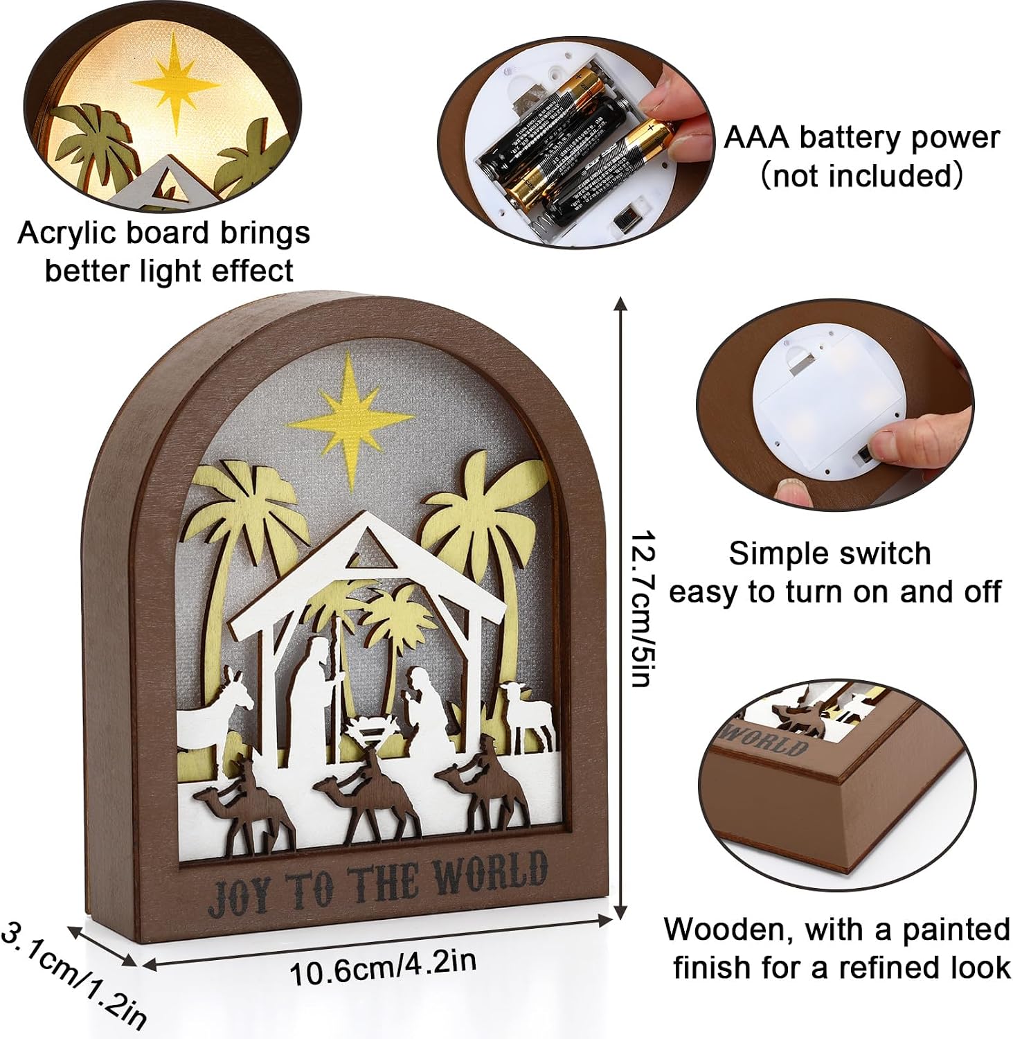 Detalle de JULEASEL Christmas Village Tabletop Decor, Layered Wood