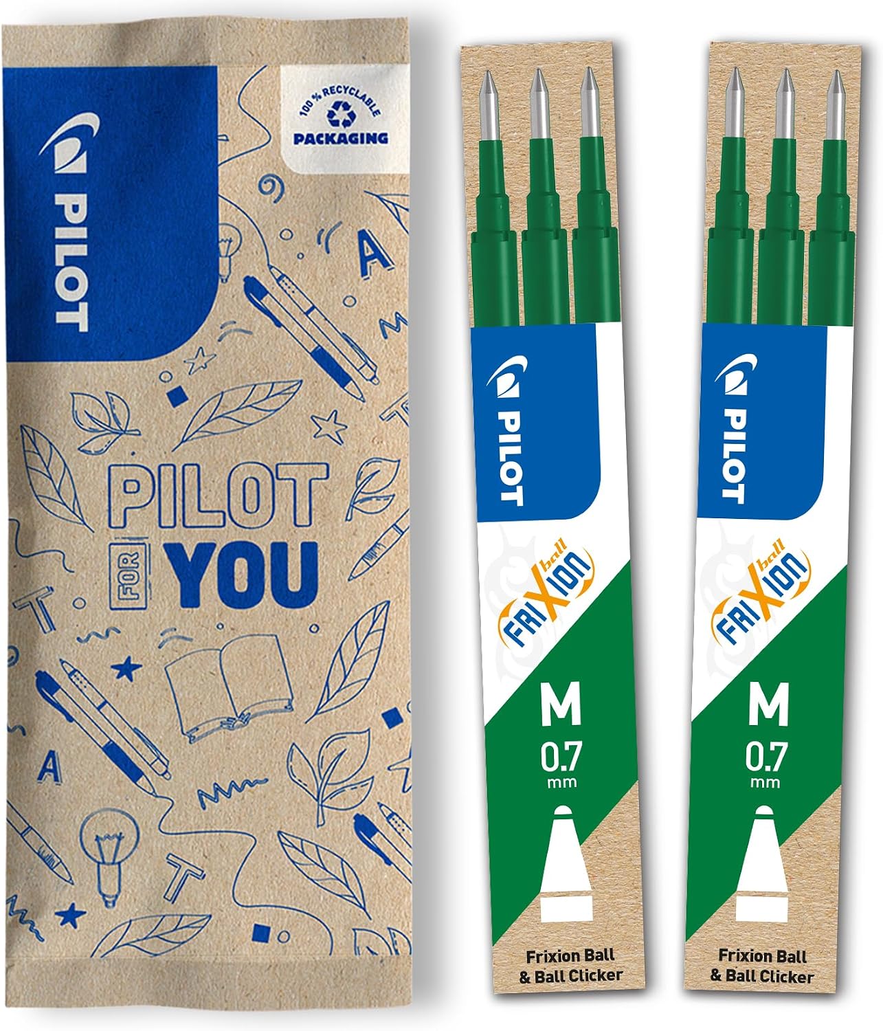 Detalle 2 de PILOT - 2 Etuis de 6 Recharges FriXion Bleu, Pointe Moyenne pour Stylo Effaçable