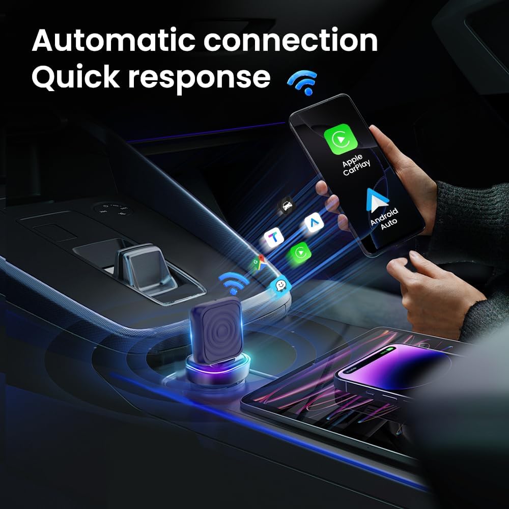 Detalle de Carlinkit MINI-Ultra Adapter: Wireless CarPlay & Android Auto, USB-A/USB-C