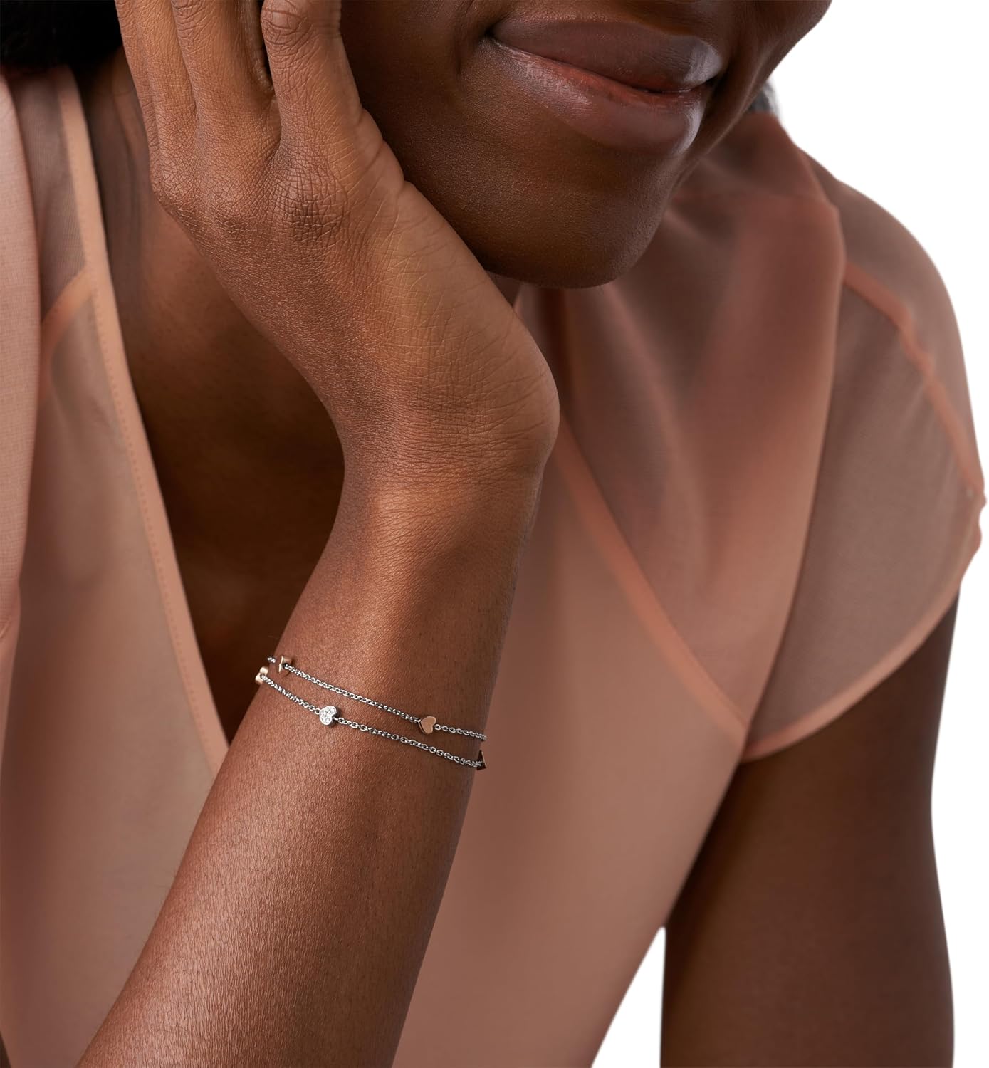 Detalle de Fossil Armband für Damen – Rosa Roségold mit Perlmutt und Verlängerung 19 cm + 2,5 cm (JF01739791)