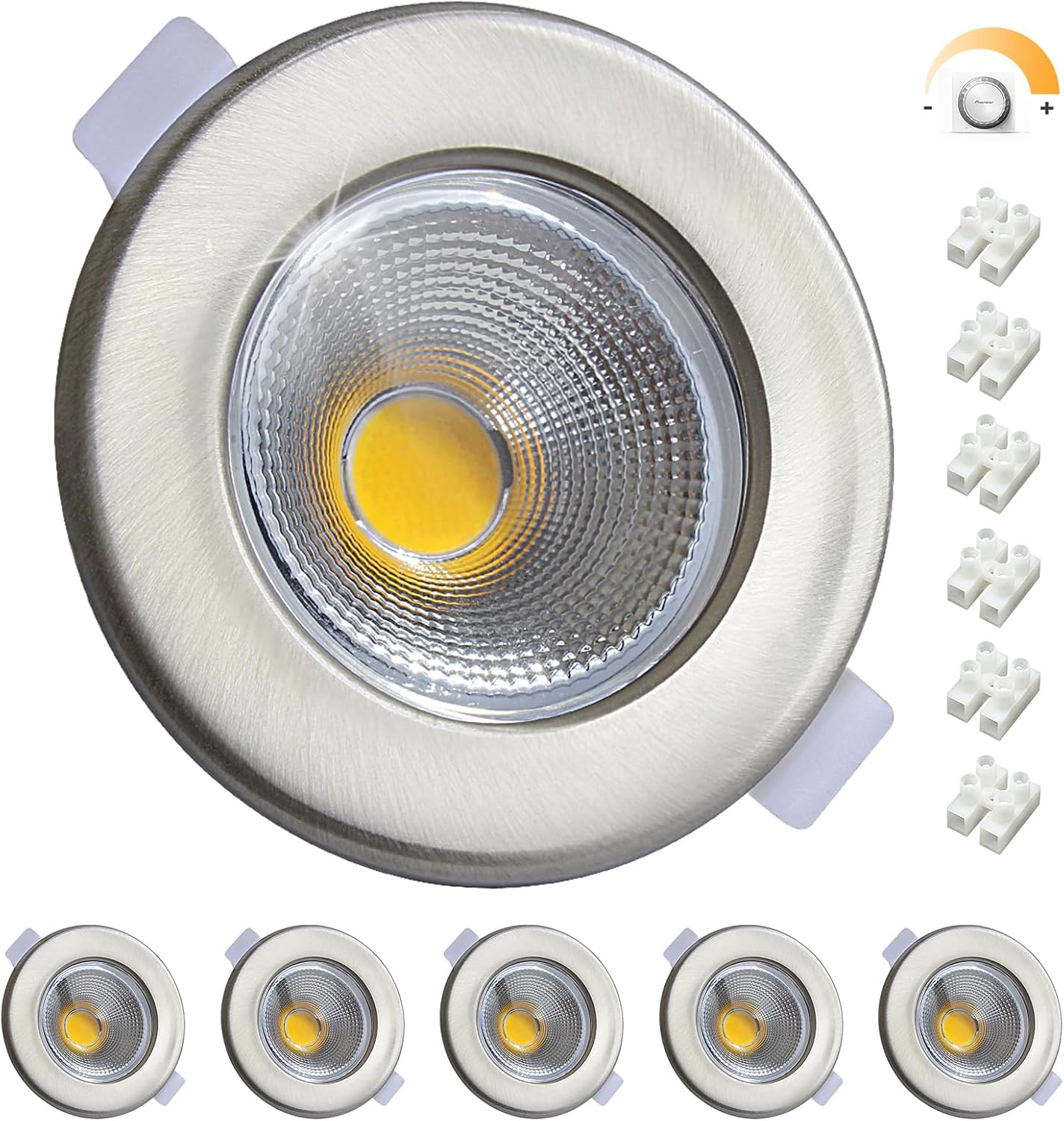 Thumbnail 6 de Wondlumi 6er LED Einbaustrahler Set 7W – 600 lm, 3000K, gebürsteter Edelstahl, 230V