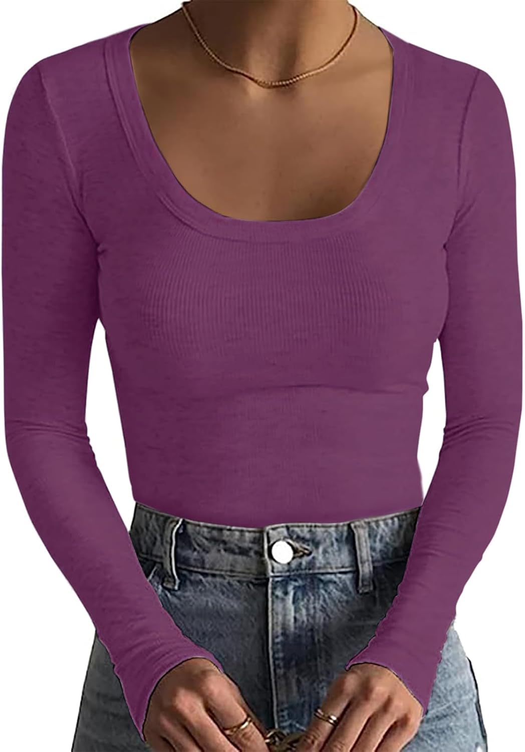 Thumbnail 2 de Basicspace Damen Tops Tiefer U-Ausschnitt