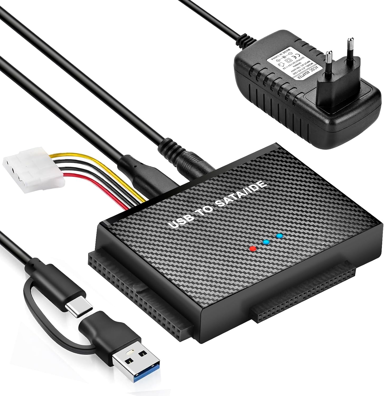 Detalle de Amtake USB 3.0 zu IDE/SATA Festplatten-Adapter (2,5"/3,5") mit Netzteil 12V 2A