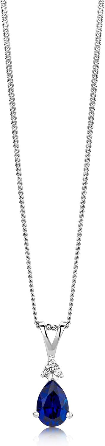 Thumbnail 2 de MIORE Collana Donna in Oro Bianco 9k 375 con Zaffiro Blu, Smeraldo e Diamanti – Catenina 45 cm