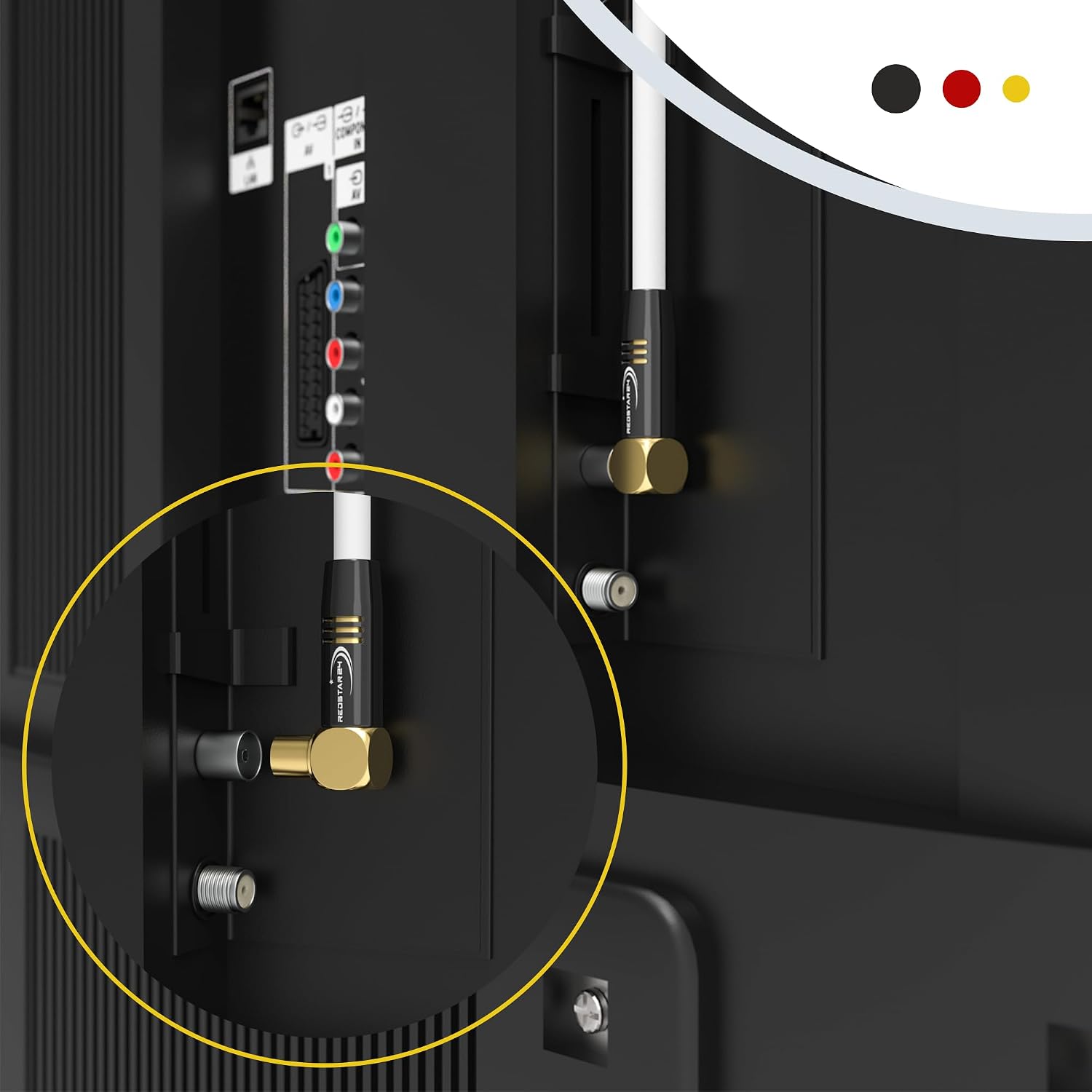 Detalle de RedStar24 Antennenkabel 12,5 m Weiß – 90° Gewinkelt, Koaxialkabel mit IEC-Stecker zu Buchse