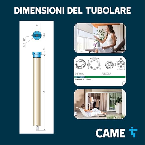 Thumbnail 2 de CAME Mondrian 5 Kit Tubolare 50 Nm: motore 230 V per tapparelle, tende da sole e schermi