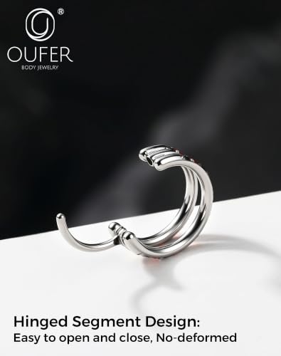 Detalle de OUFER Body Piercing: Aro nasal 20G 6–8 mm en acero 316L, cierre clic