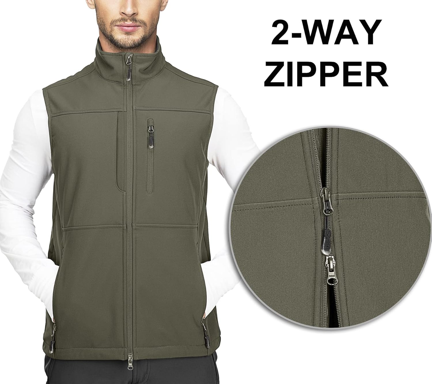 Thumbnail 3 de 33,000ft Men's Softshell Gilet: Windproof, Fleece-Lined Vest for Leisure, Golf and Travel