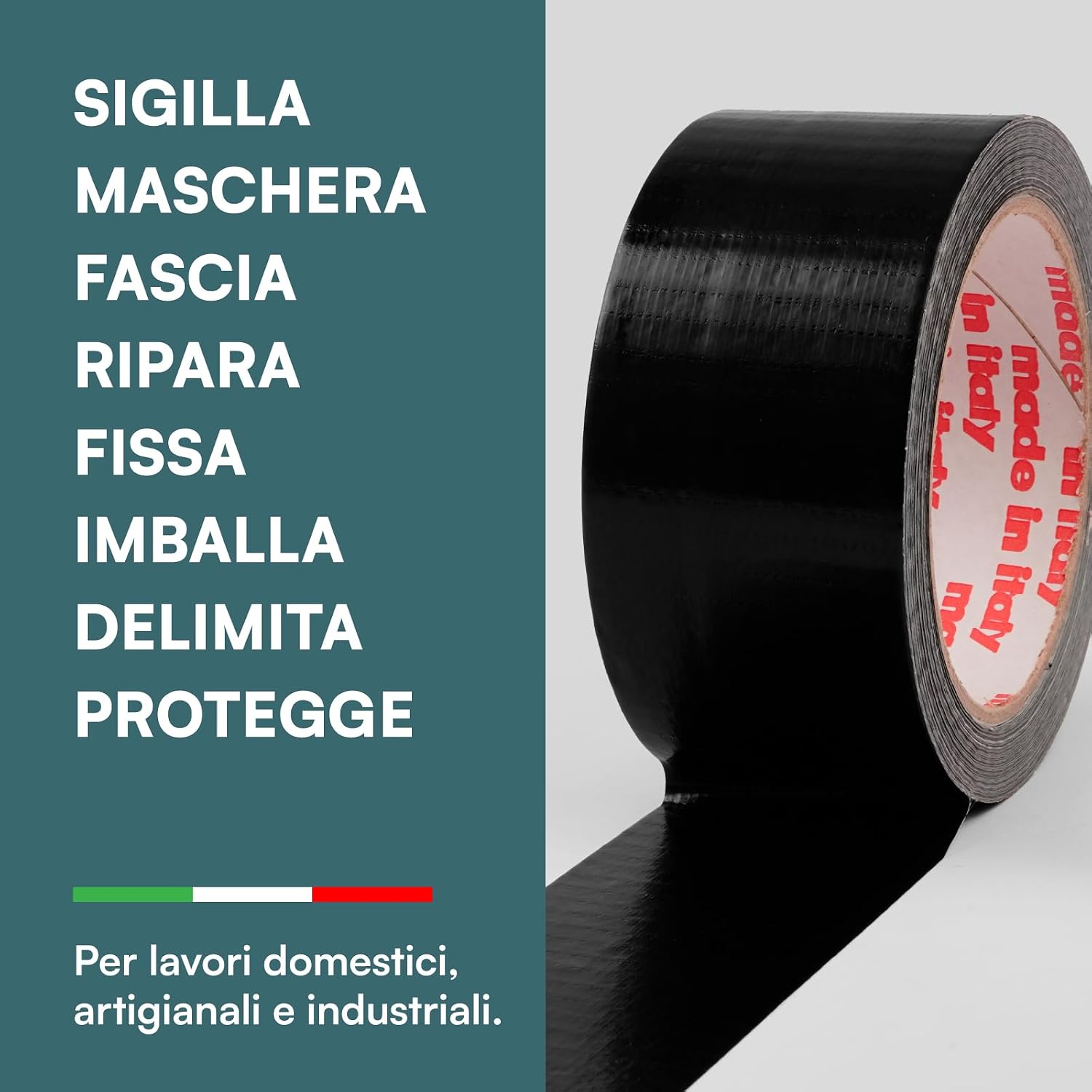 Detalle de DNK TRADE Nastro Adesivo Telato Americano 50mm x 25m – Nero, Impermeabile e Multisuperficie (3 Rotoli)