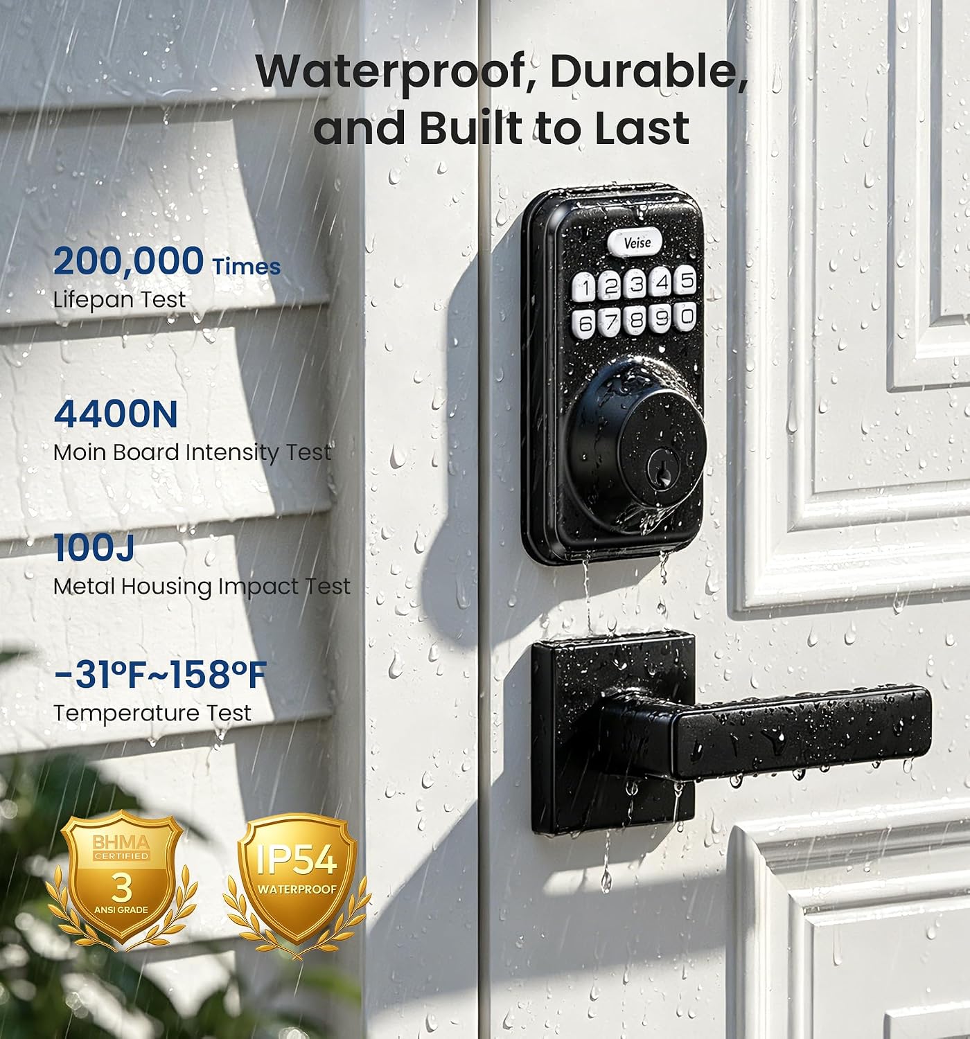 Detalle de Veise Keyless Entry Deadbolt Lock Matte Black