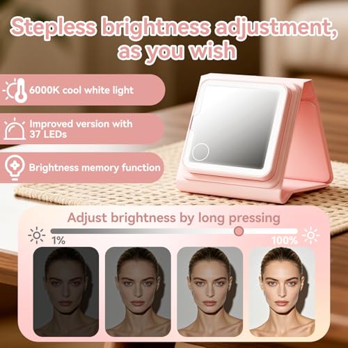 Detalle de belleskin Premium LED Compact Mirror: 1X/5X/10X Travel Edition