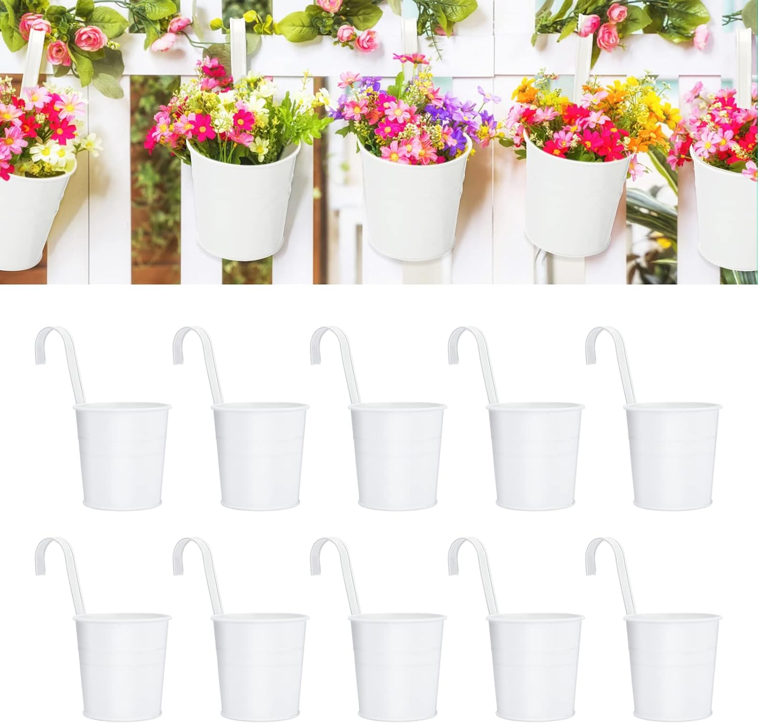 Detalle 2 de KINGLAKE 10-pack 10cm metal hanging plant pots with detachable hook