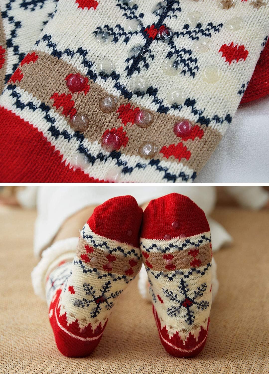 Detalle de LOFIR Chaussettes Chaussons Femme Chauds pour l’Hiver – Antidérapants, Motifs Animaux, Taille 35-41