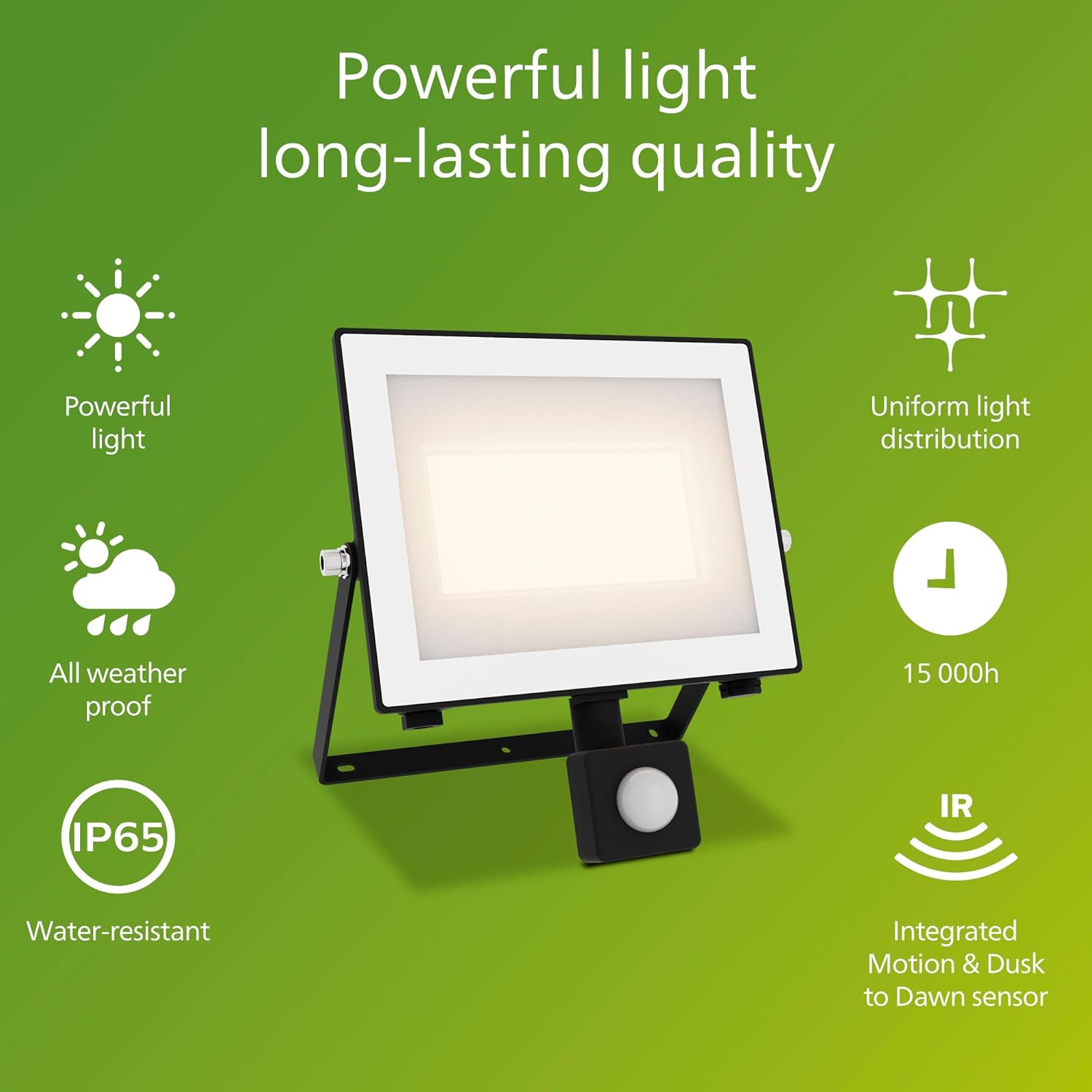 Thumbnail 1 de Philips Lois outdoor floodlight with sensor, 50 W, 3000 K (black) – IP65 security lighting