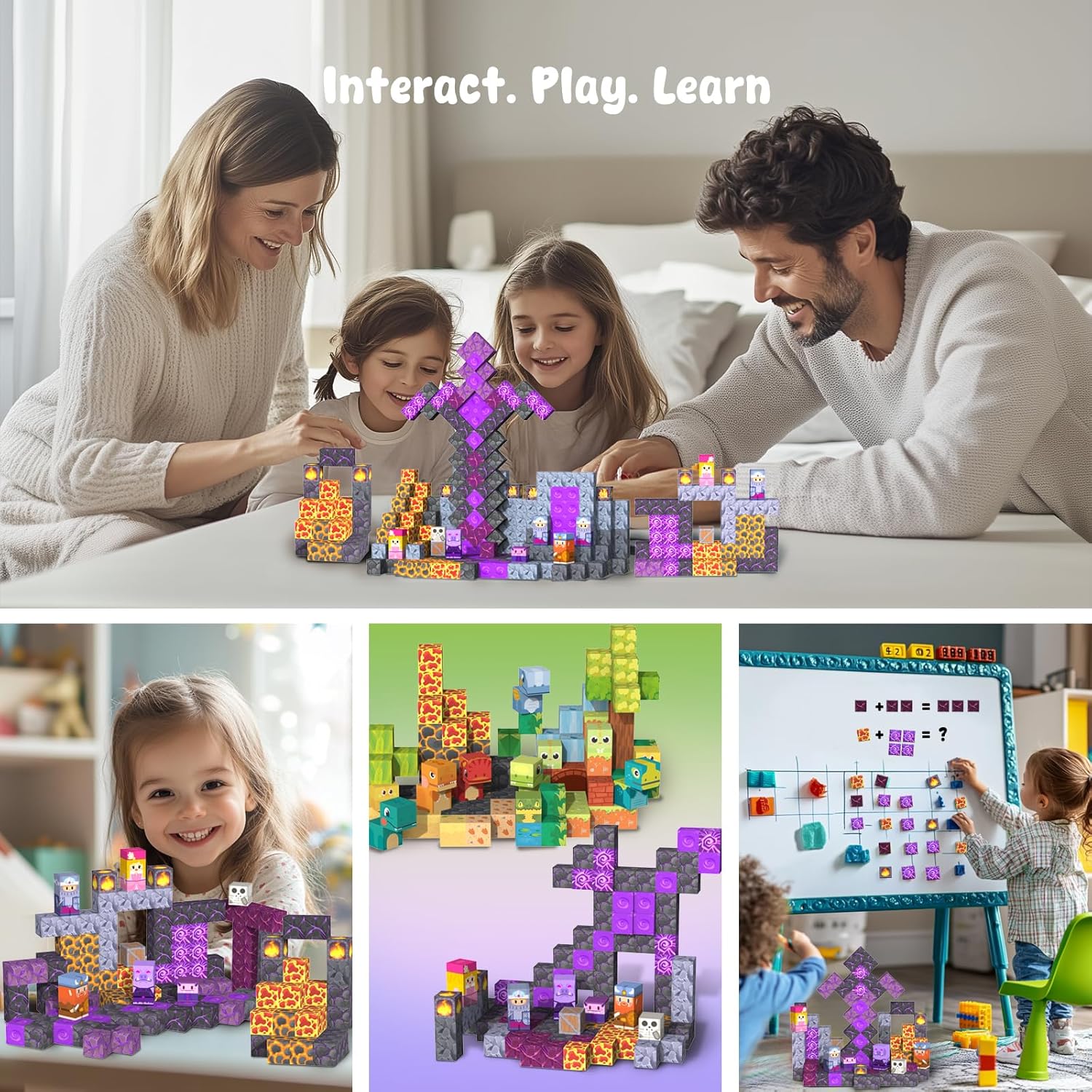 Detalle de Mini Magnetic Blocks Travel Toys für Kinder 3–8, 35 Teile im Etui – Magnetbausteine für unterwegs
