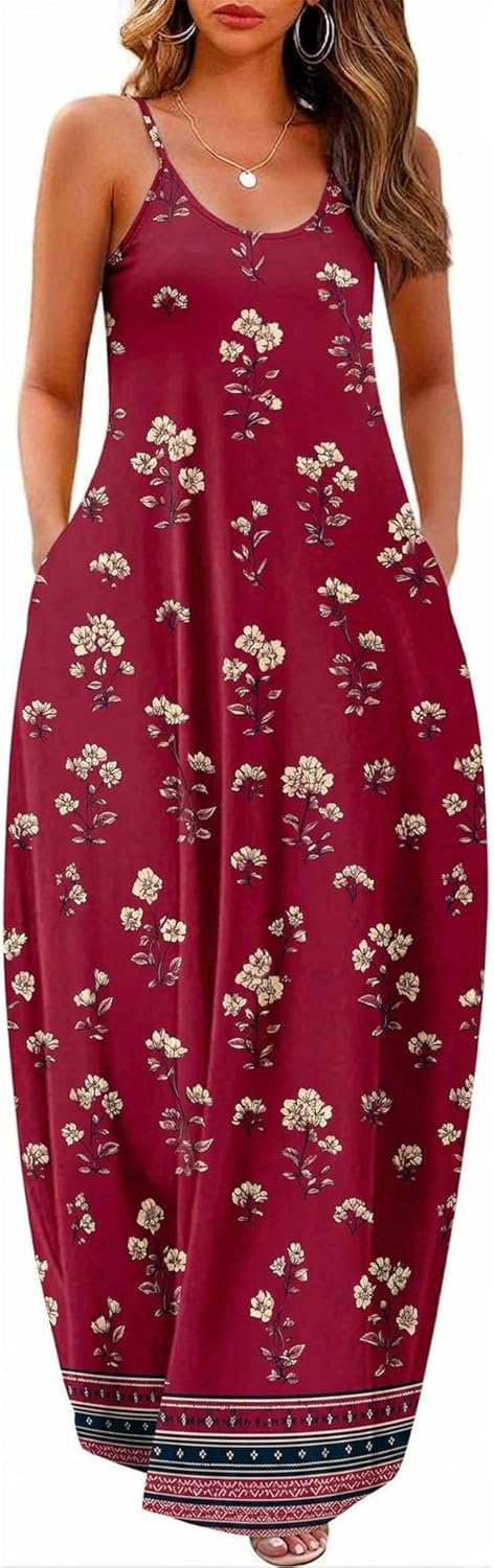 Detalle de Wolddress Women's Maxi Dress with Pockets (2026) – Plus Size, Adjustable Straps, Floor-Length