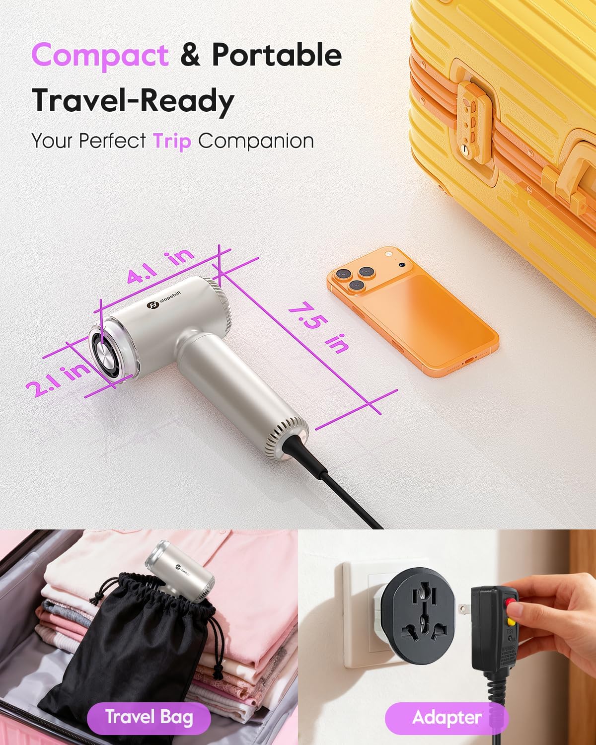 Thumbnail 6 de slopehill Dual Voltage Travel Hair Dryer 1500W