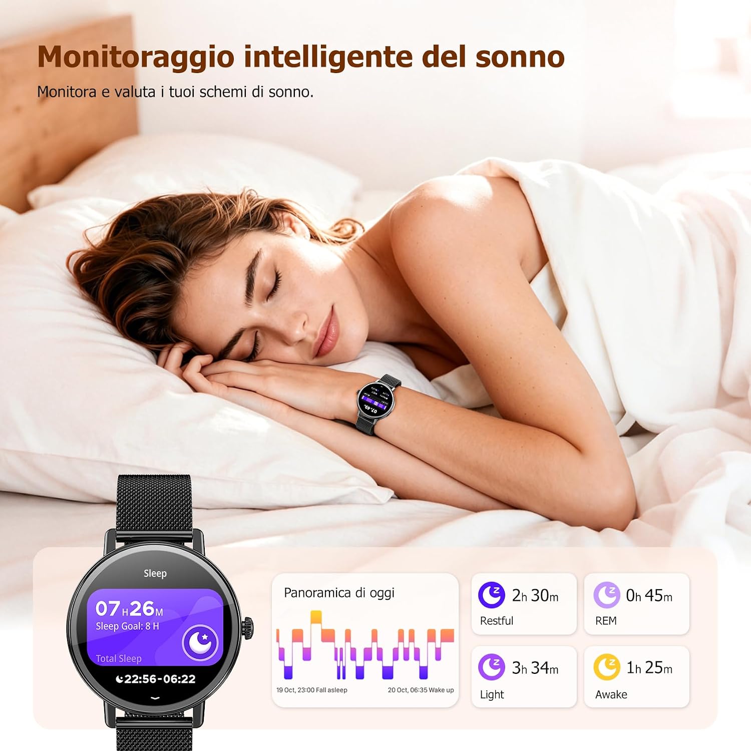 Detalle de IOWODO Smartwatch Donna Elegante 1.26": stile, salute e connettività sul polso