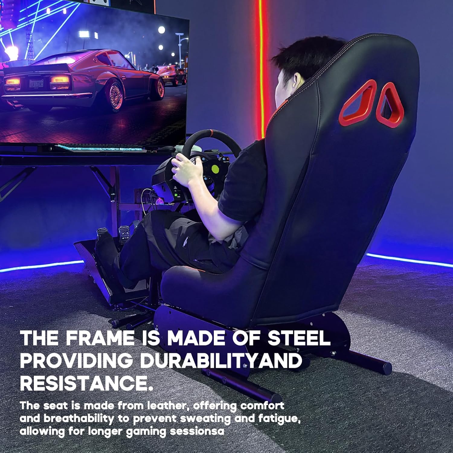 Detalle de DIWANGUS Racing Simulator Cockpit with Seat: Universal Wheel Stand for G29/G920/G923 and More