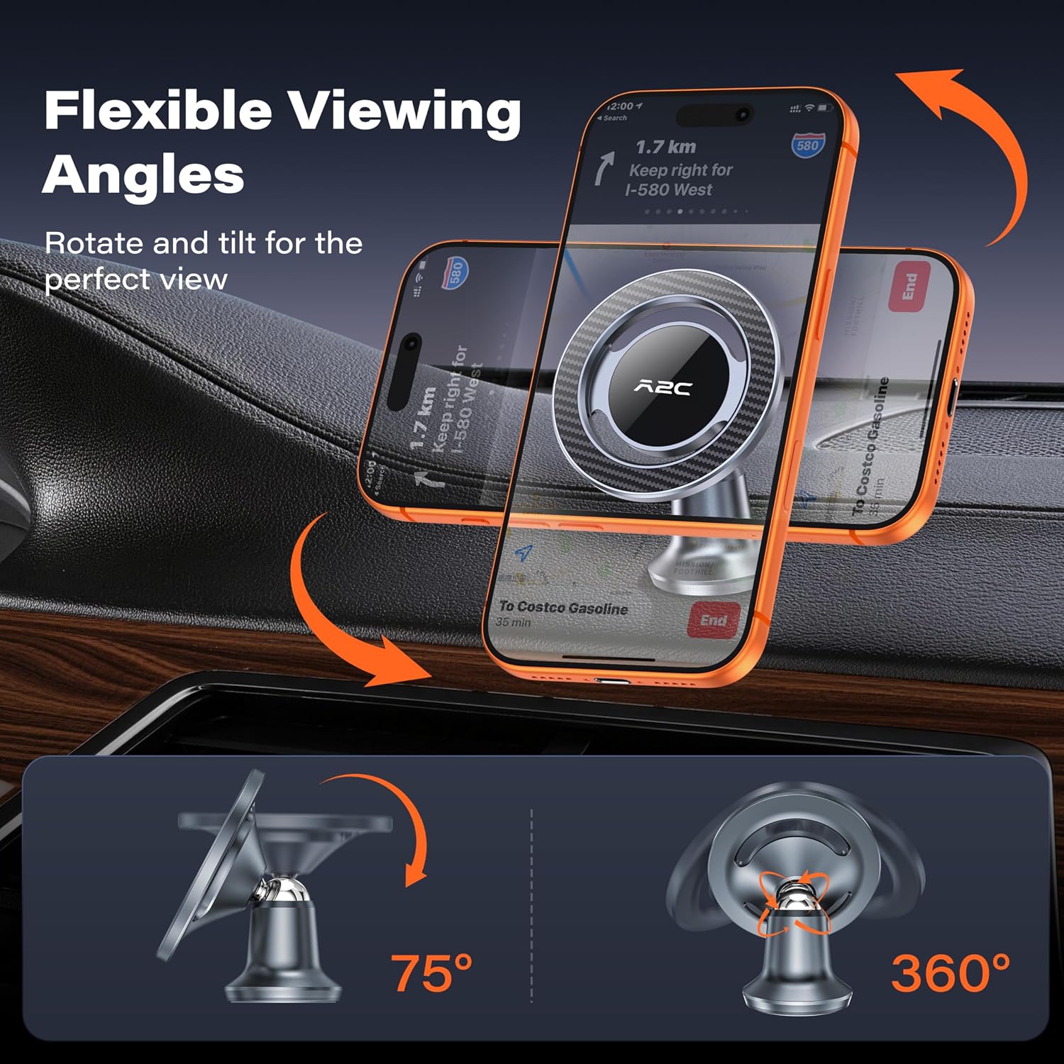 Thumbnail 6 de APPS2Car MagSafe Car Phone Holder Dashboard with 3M Adhesive Base